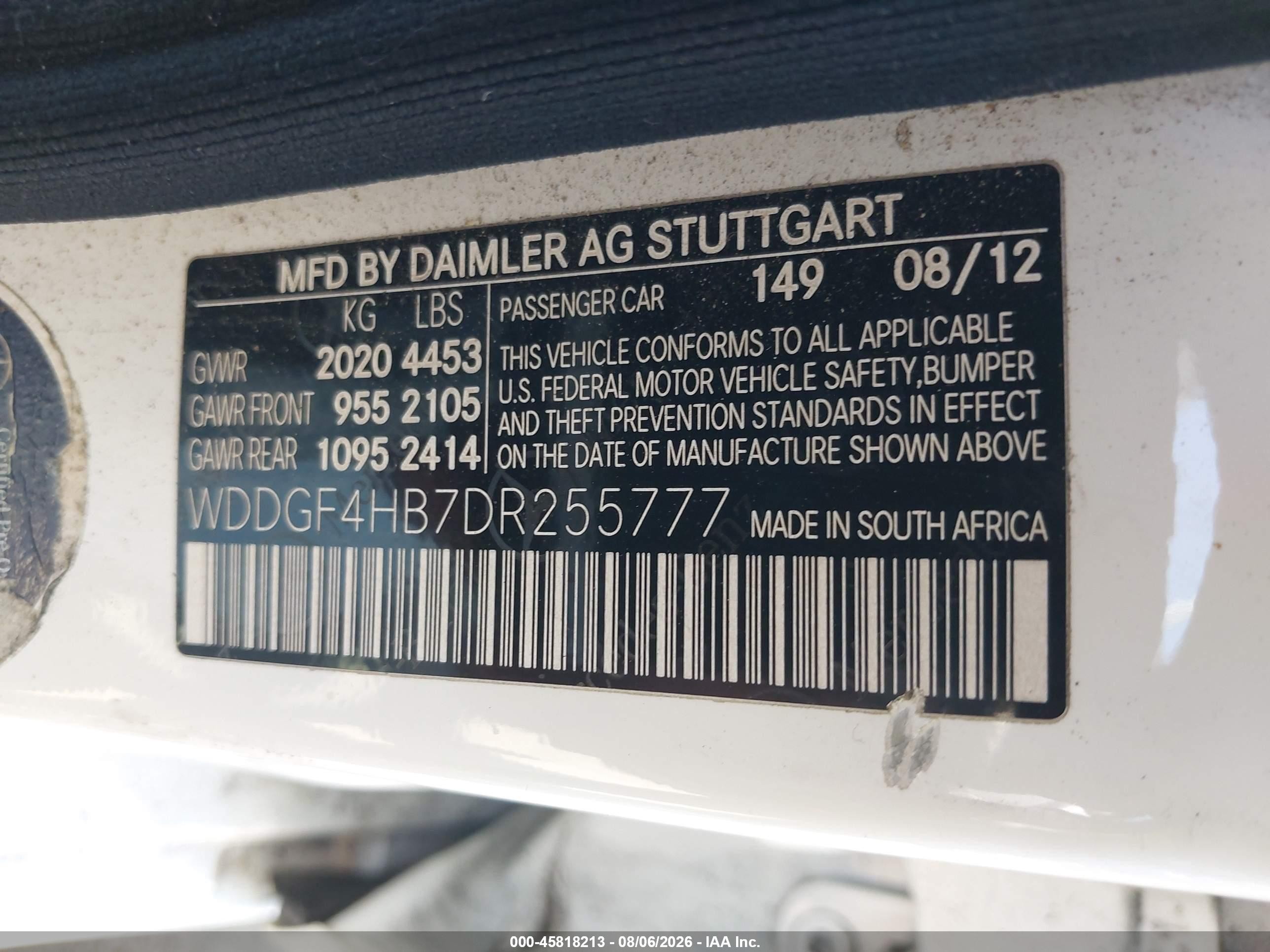 2013 Mercedes-benz C 250 Sport White vin: WDDGF4HB7DR255777