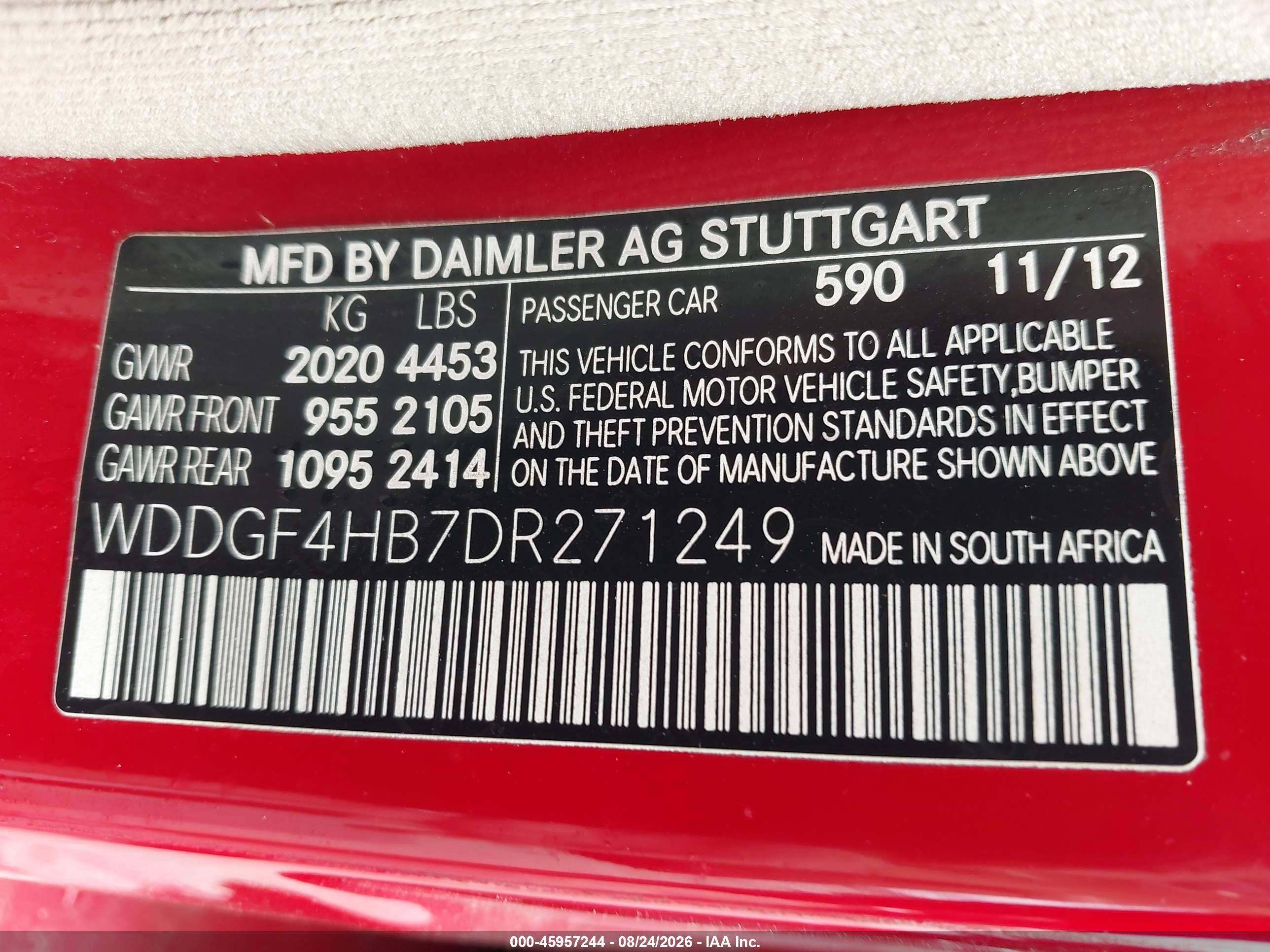 2013 Mercedes-benz C 250 Sport Red vin: WDDGF4HB7DR271249