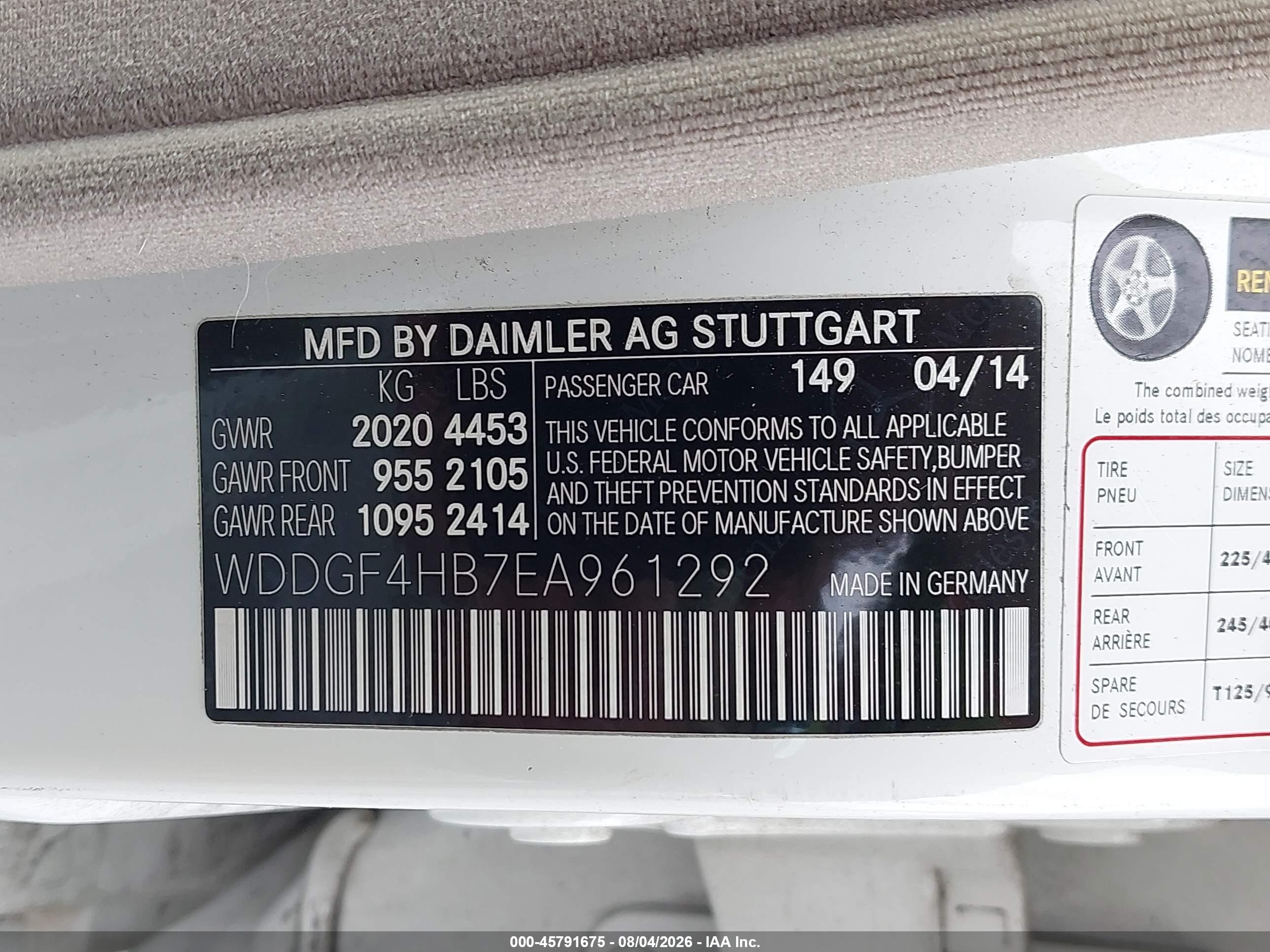2014 Mercedes-benz C 250 Sport Белый vin: WDDGF4HB7EA961292