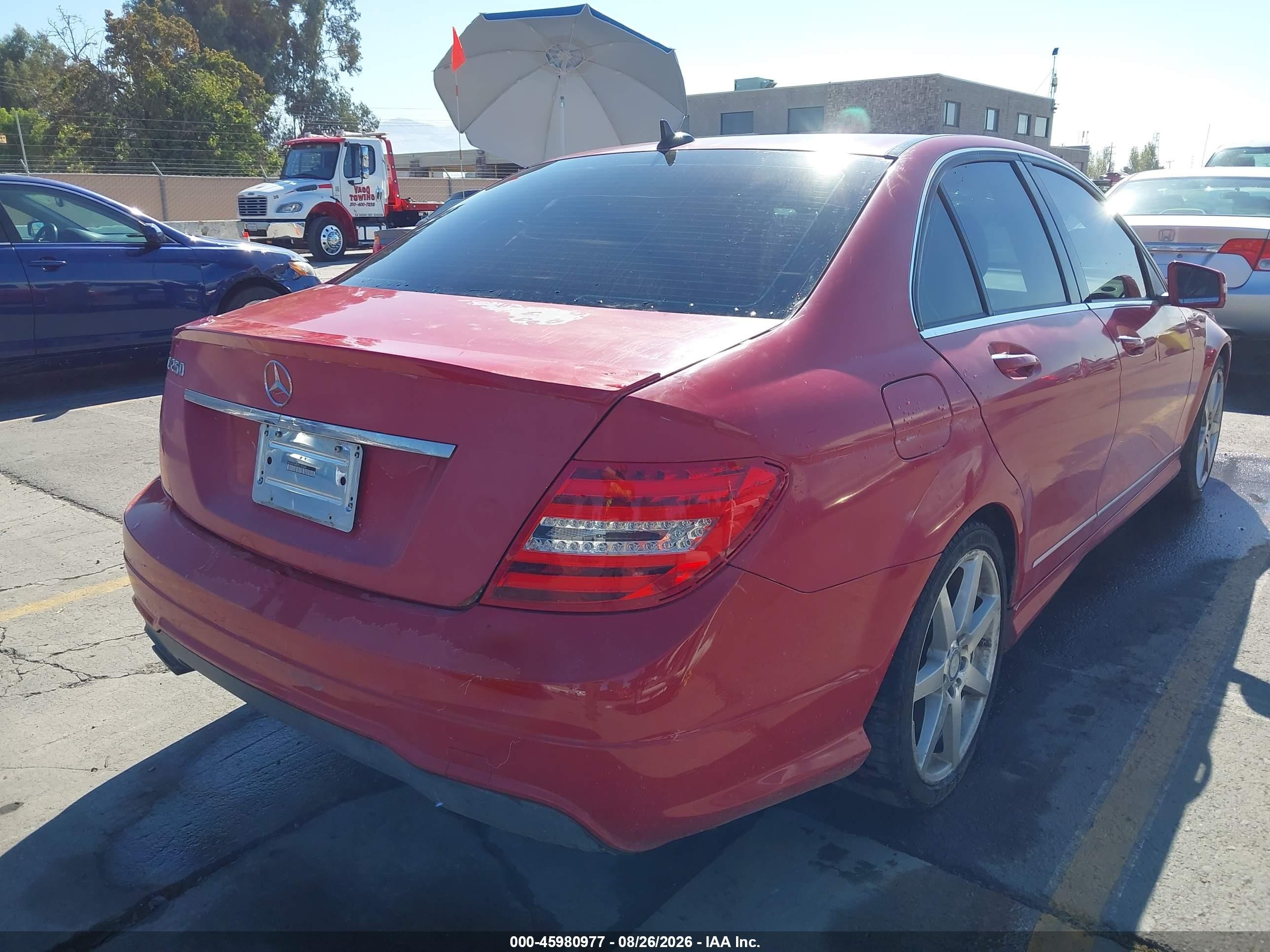 2014 Mercedes-benz C 250 Sport Red vin: WDDGF4HB7EG186084