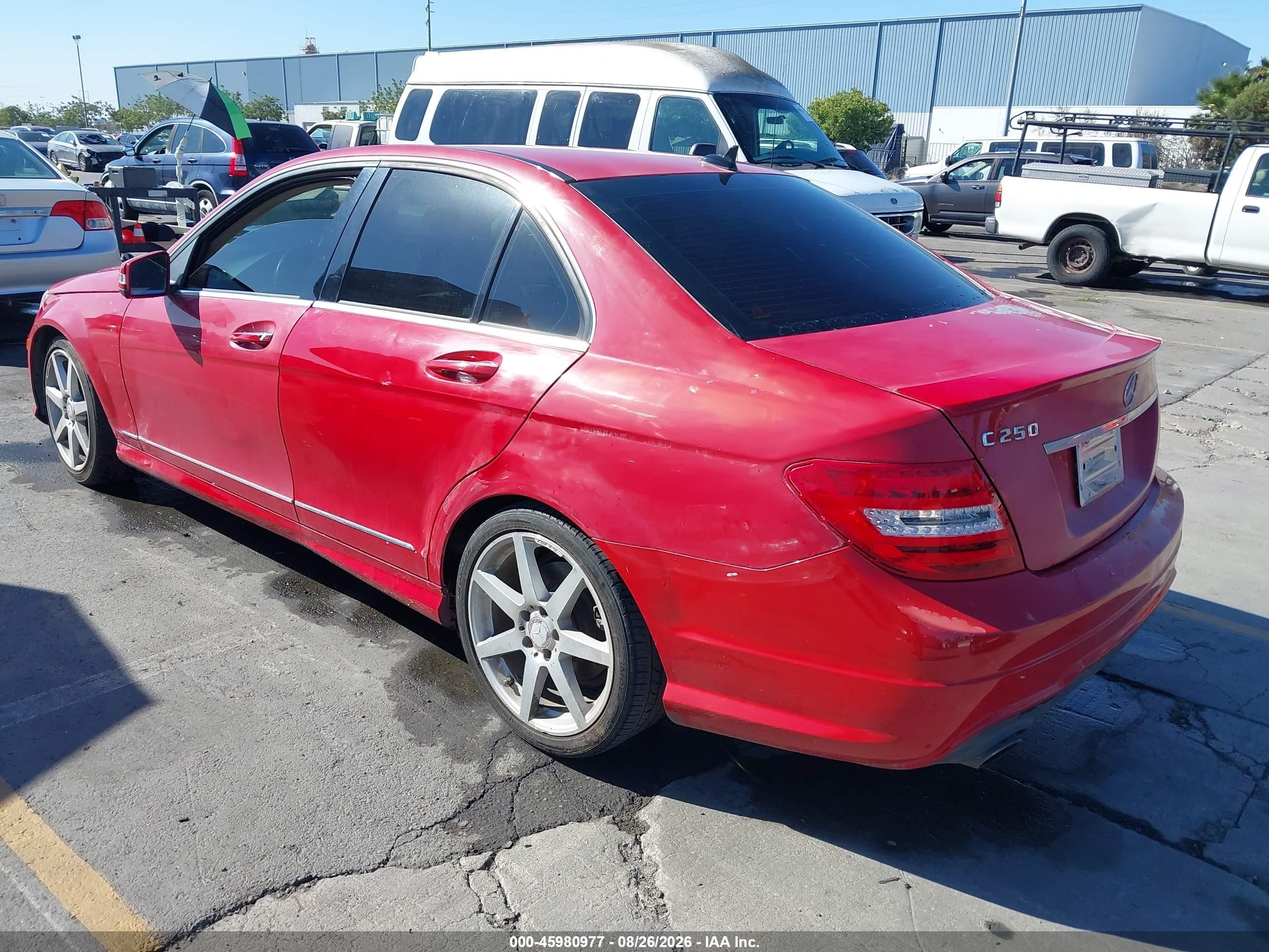 2014 Mercedes-benz C 250 Sport Red vin: WDDGF4HB7EG186084