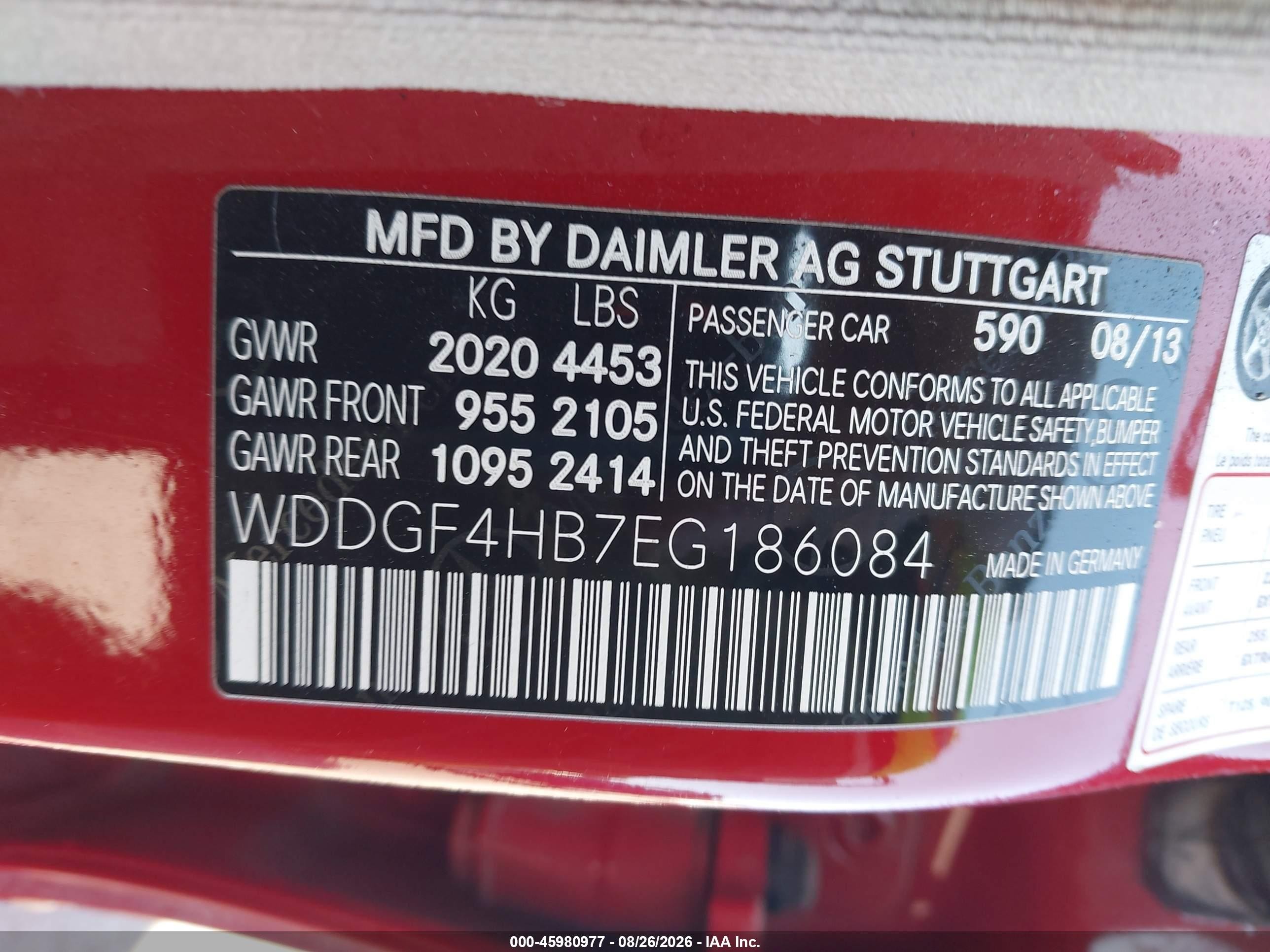 2014 Mercedes-benz C 250 Sport Red vin: WDDGF4HB7EG186084