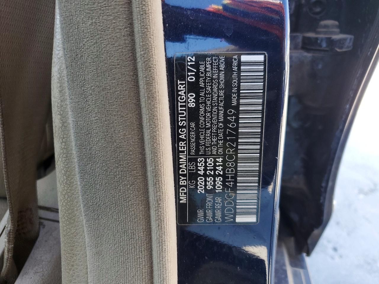 2012 Mercedes-benz C 250 Blue vin: WDDGF4HB8CR217649
