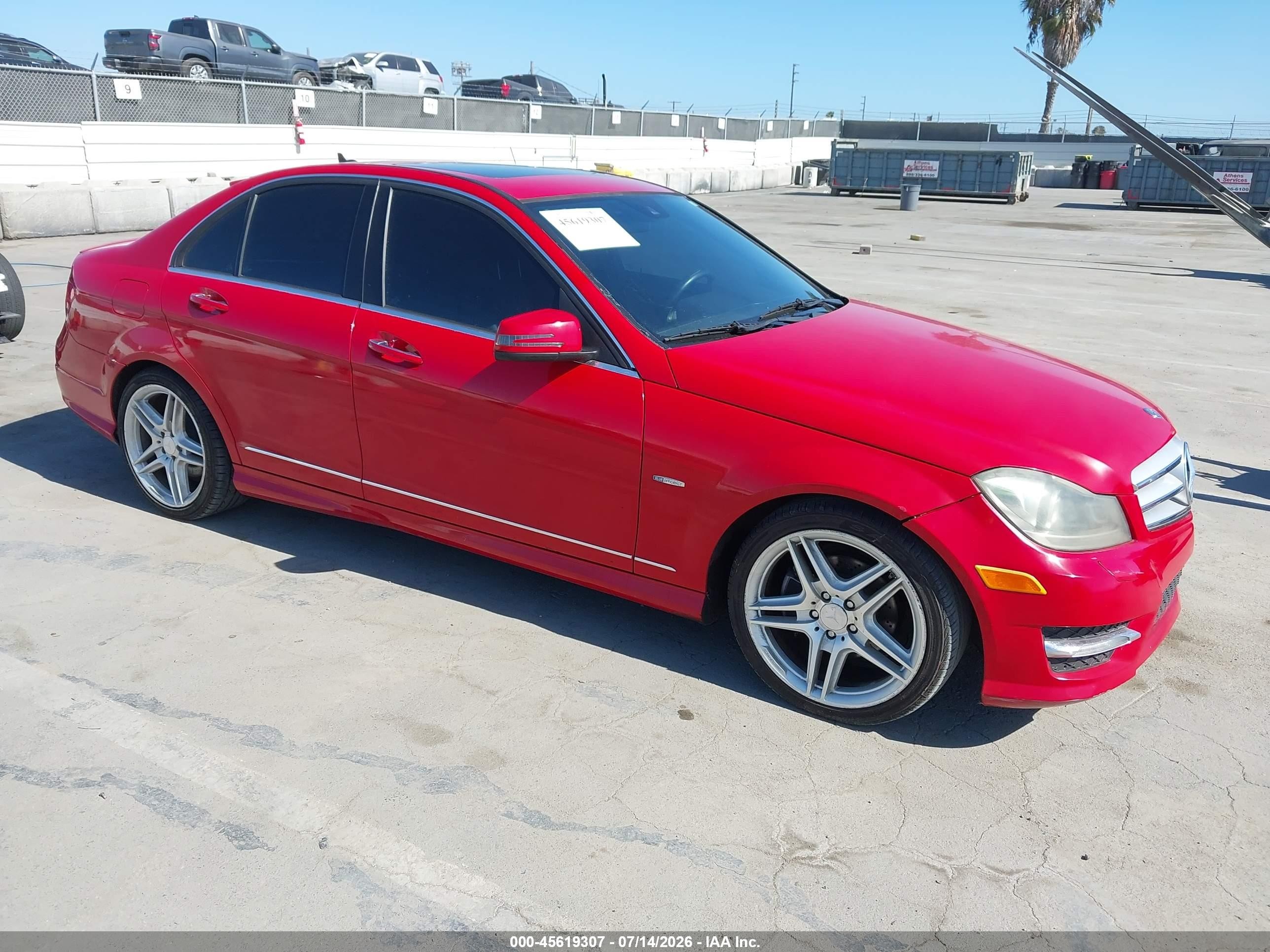 2012 Mercedes-benz C 250 Luxury/sport Red vin: WDDGF4HB9CA618836