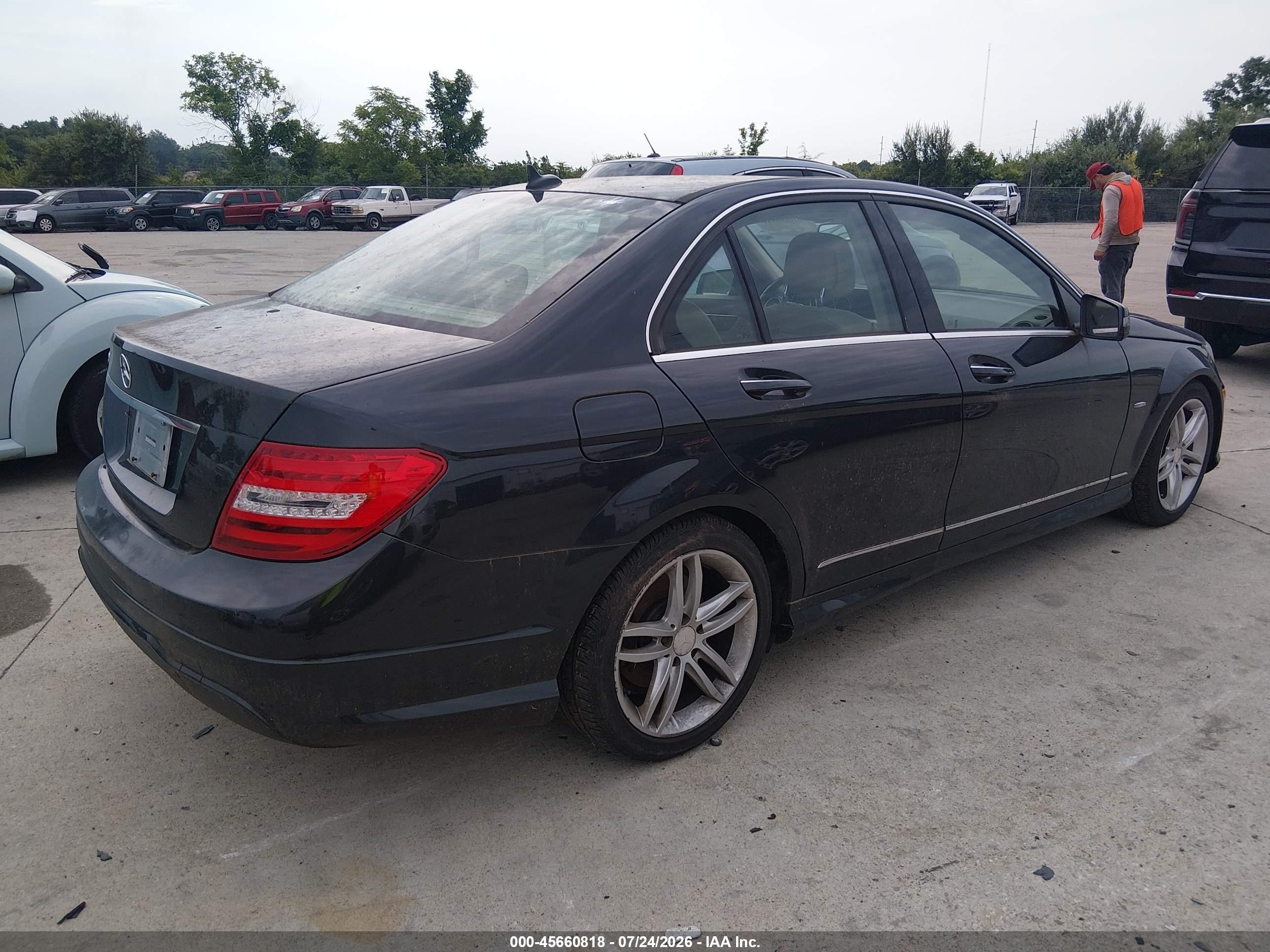 2012 Mercedes-benz C 250 Sport Black vin: WDDGF4HB9CA635796