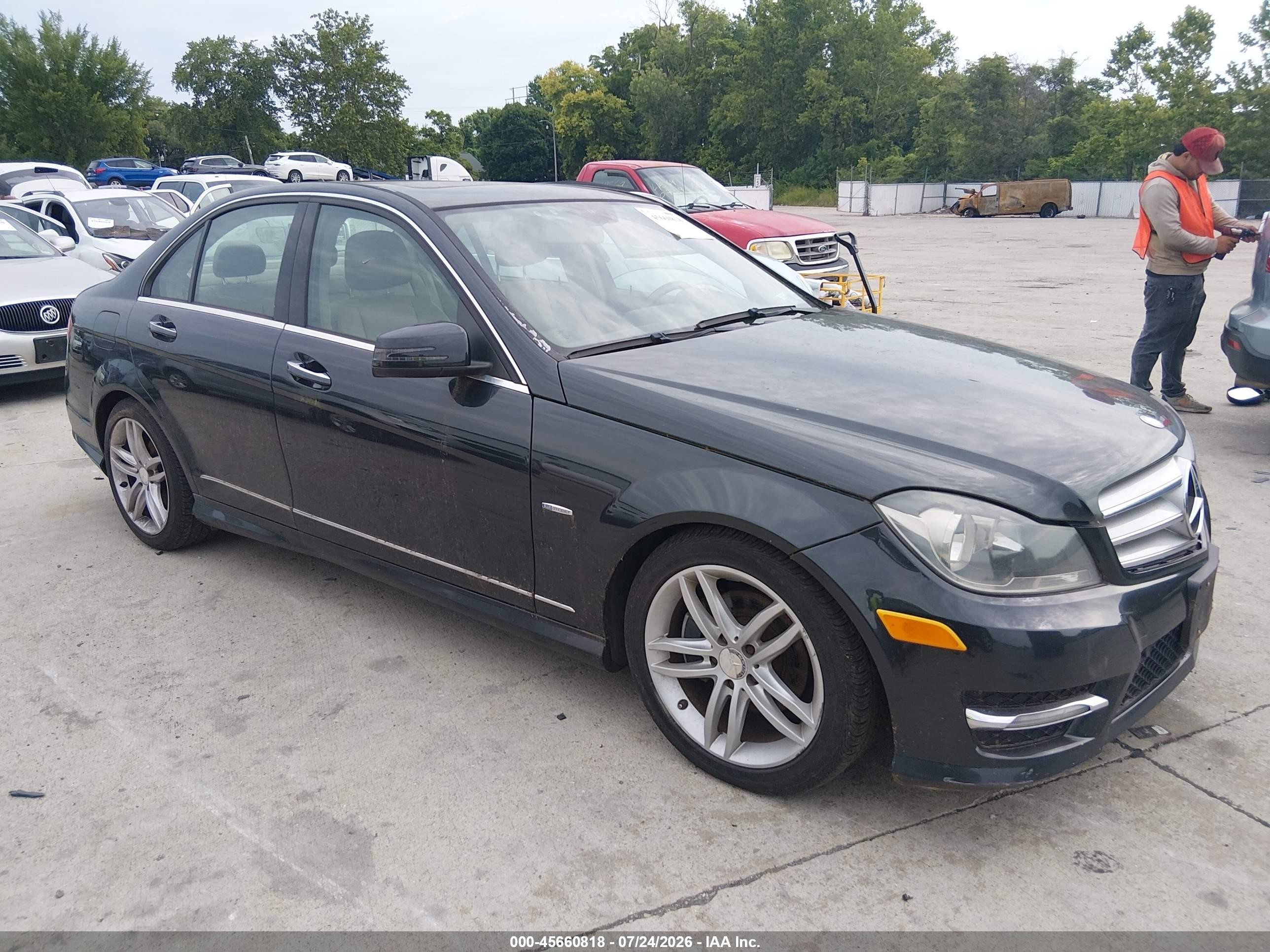 2012 Mercedes-benz C 250 Sport Black vin: WDDGF4HB9CA635796
