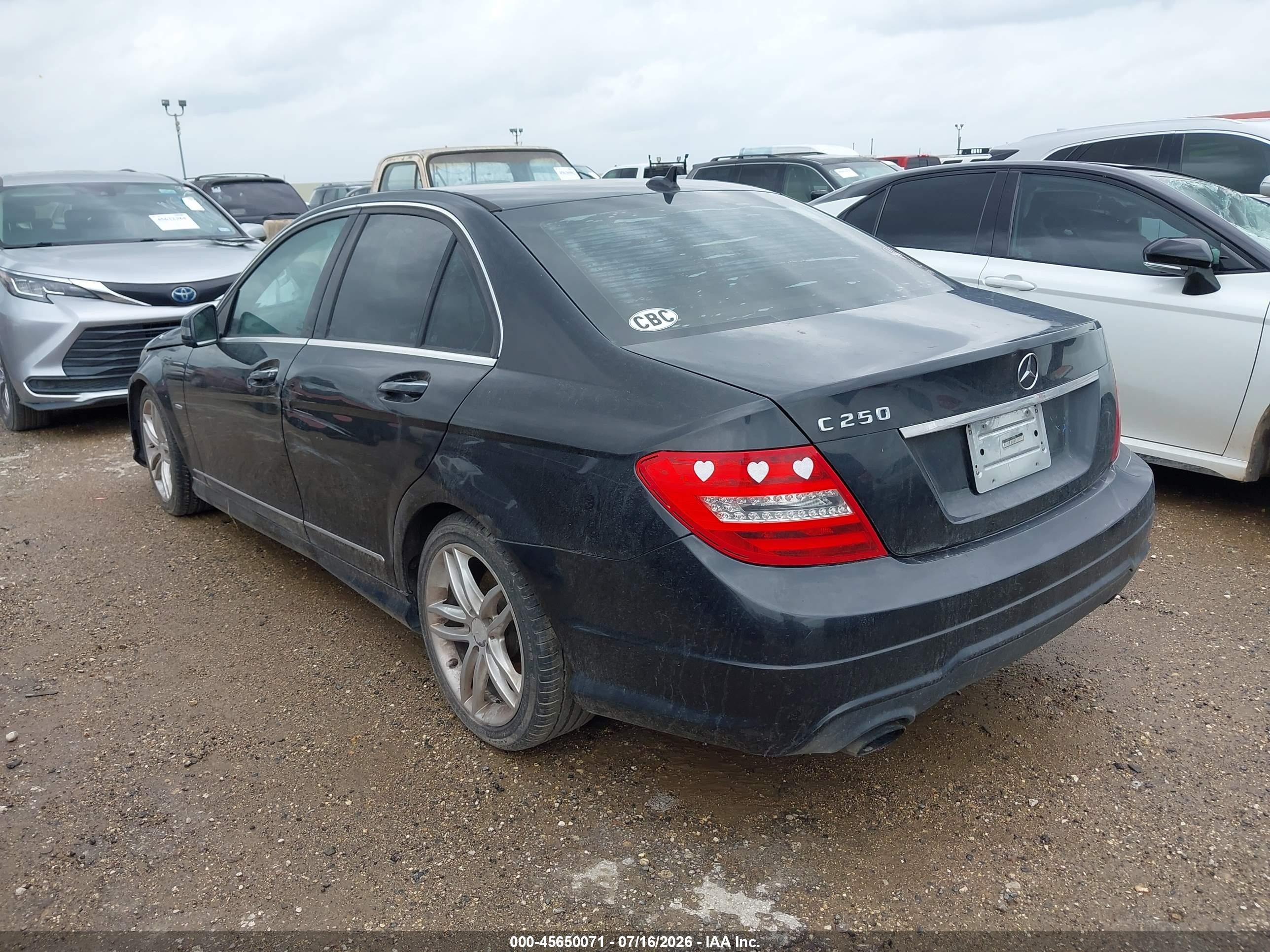 2012 Mercedes-benz C 250 Sport Black vin: WDDGF4HB9CR194740
