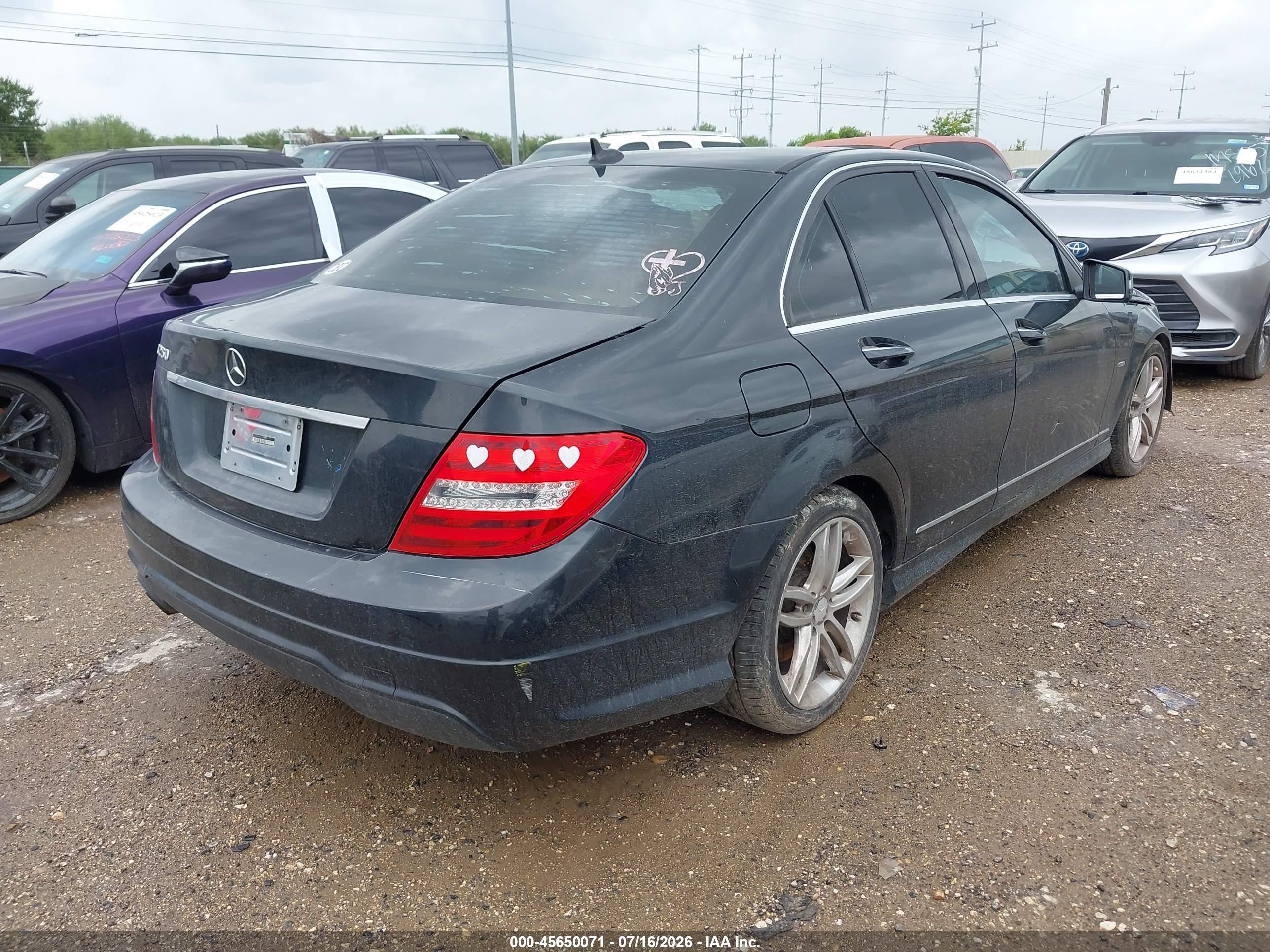 2012 Mercedes-benz C 250 Sport Black vin: WDDGF4HB9CR194740