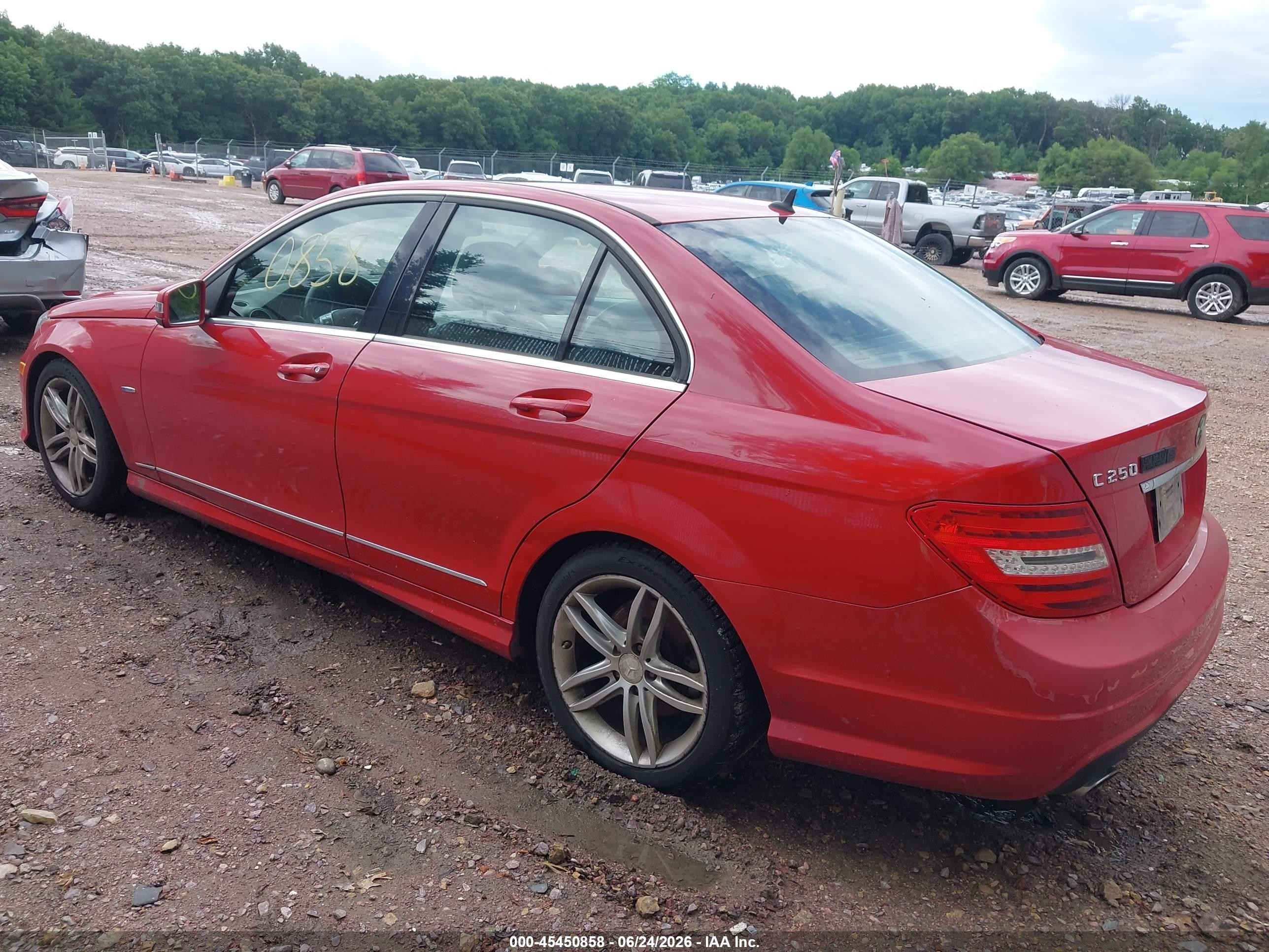 2012 Mercedes-benz C 250 Sport Red vin: WDDGF4HBXCR210234