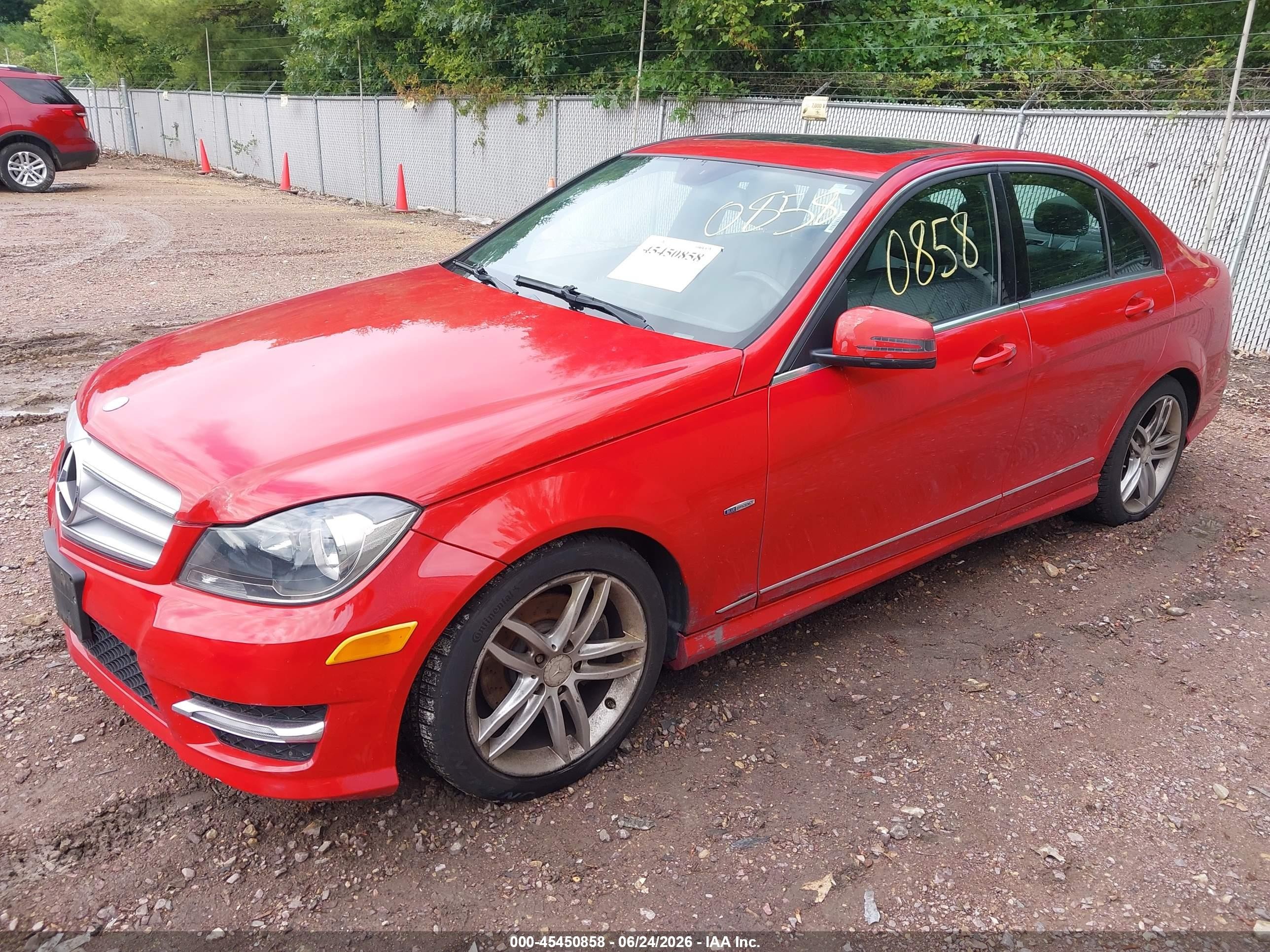 2012 Mercedes-benz C 250 Sport Red vin: WDDGF4HBXCR210234
