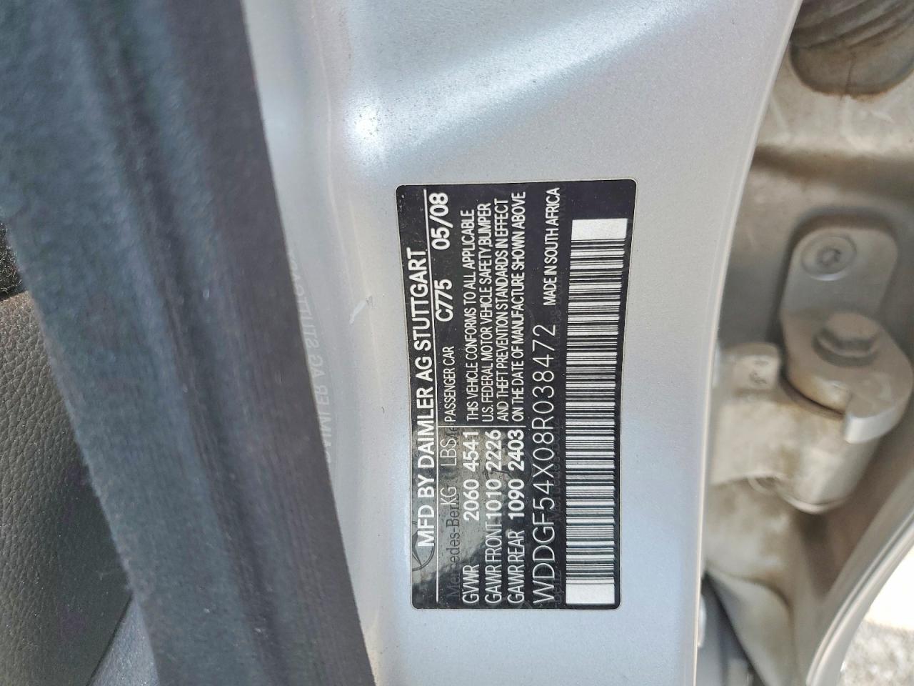 2008 Mercedes-benz C 300 Серебряный vin: WDDGF54X08R038472