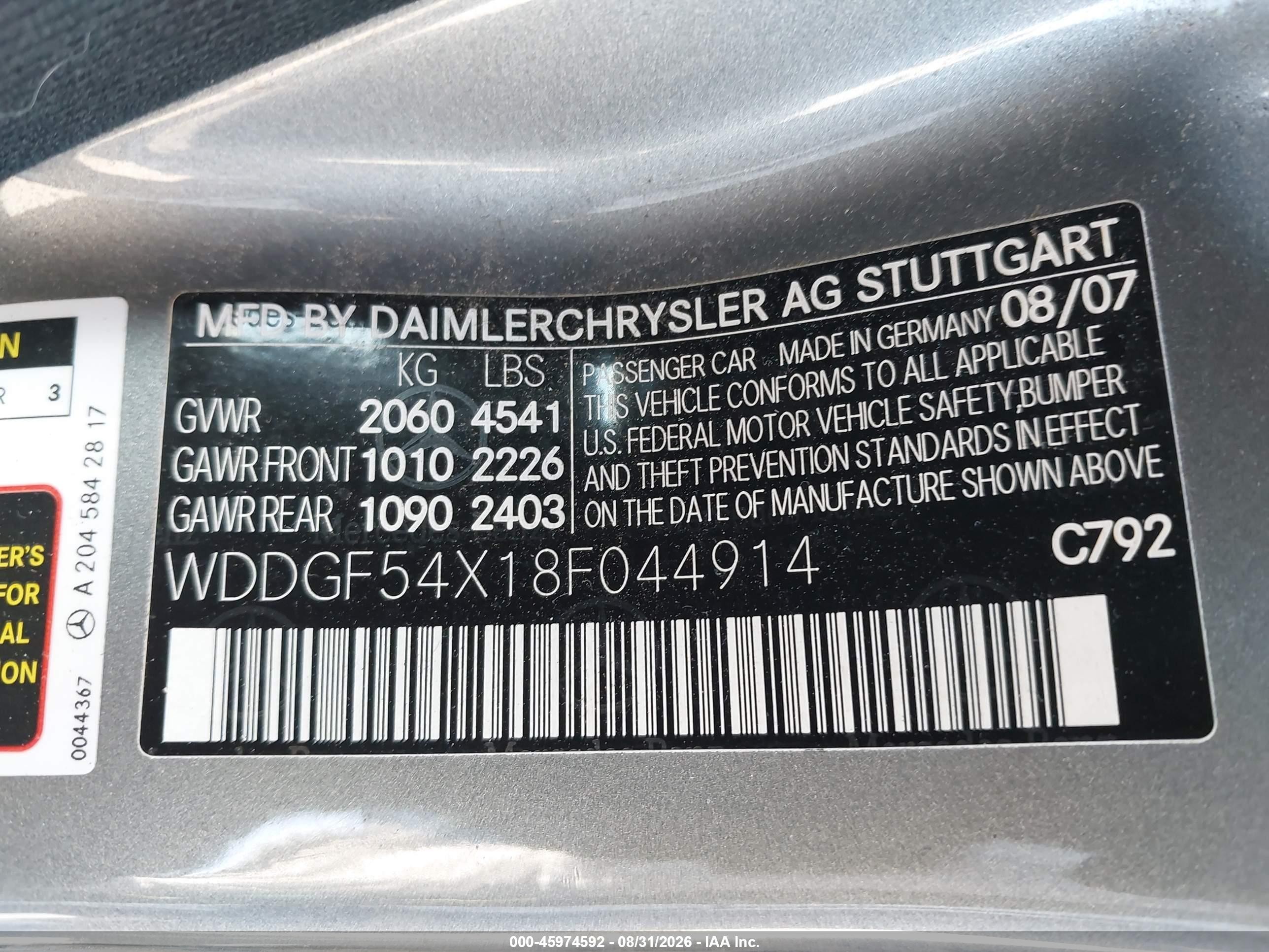 2008 Mercedes-benz C 300 Luxury/sport Silver vin: WDDGF54X18F044914