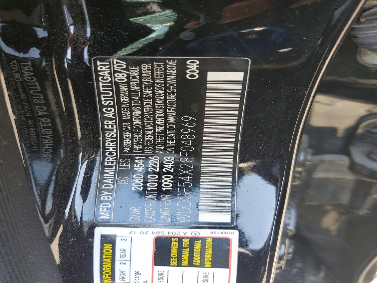 2008 Mercedes-benz C 300 Black vin: WDDGF54X28F048969