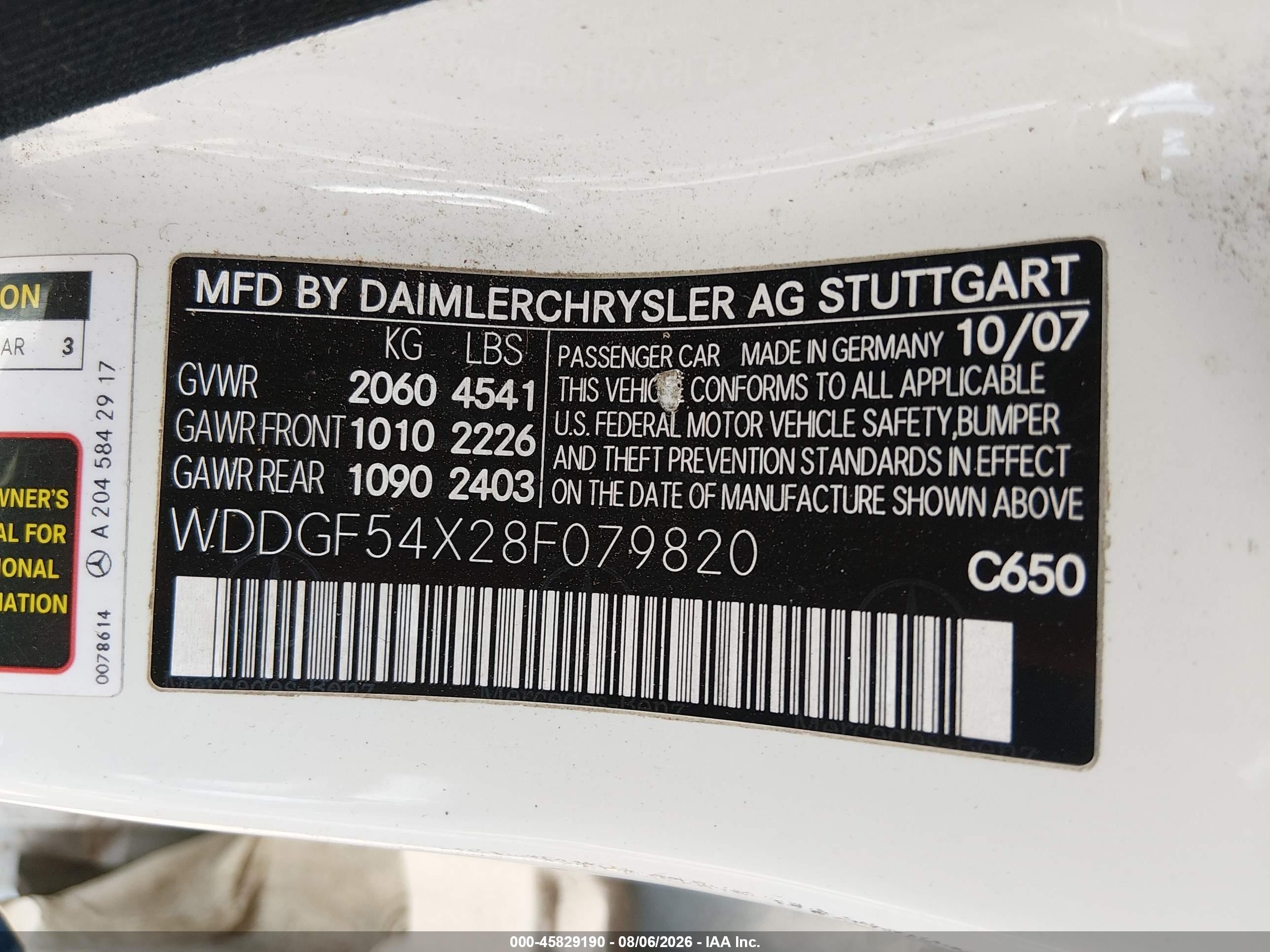 2008 Mercedes-benz C 300 Luxury/sport White vin: WDDGF54X28F079820