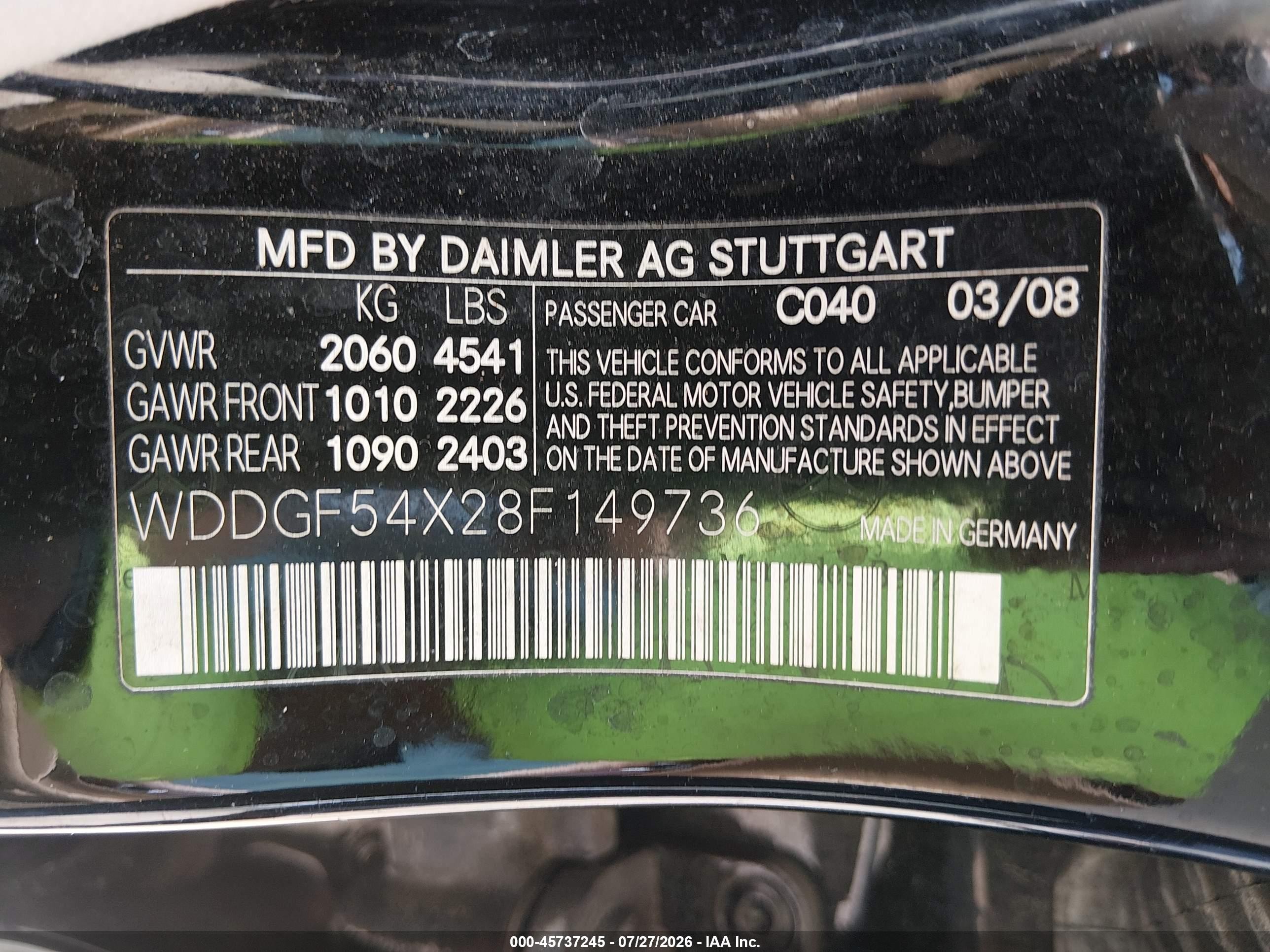 2008 Mercedes-benz C 300 Luxury Black vin: WDDGF54X28F149736
