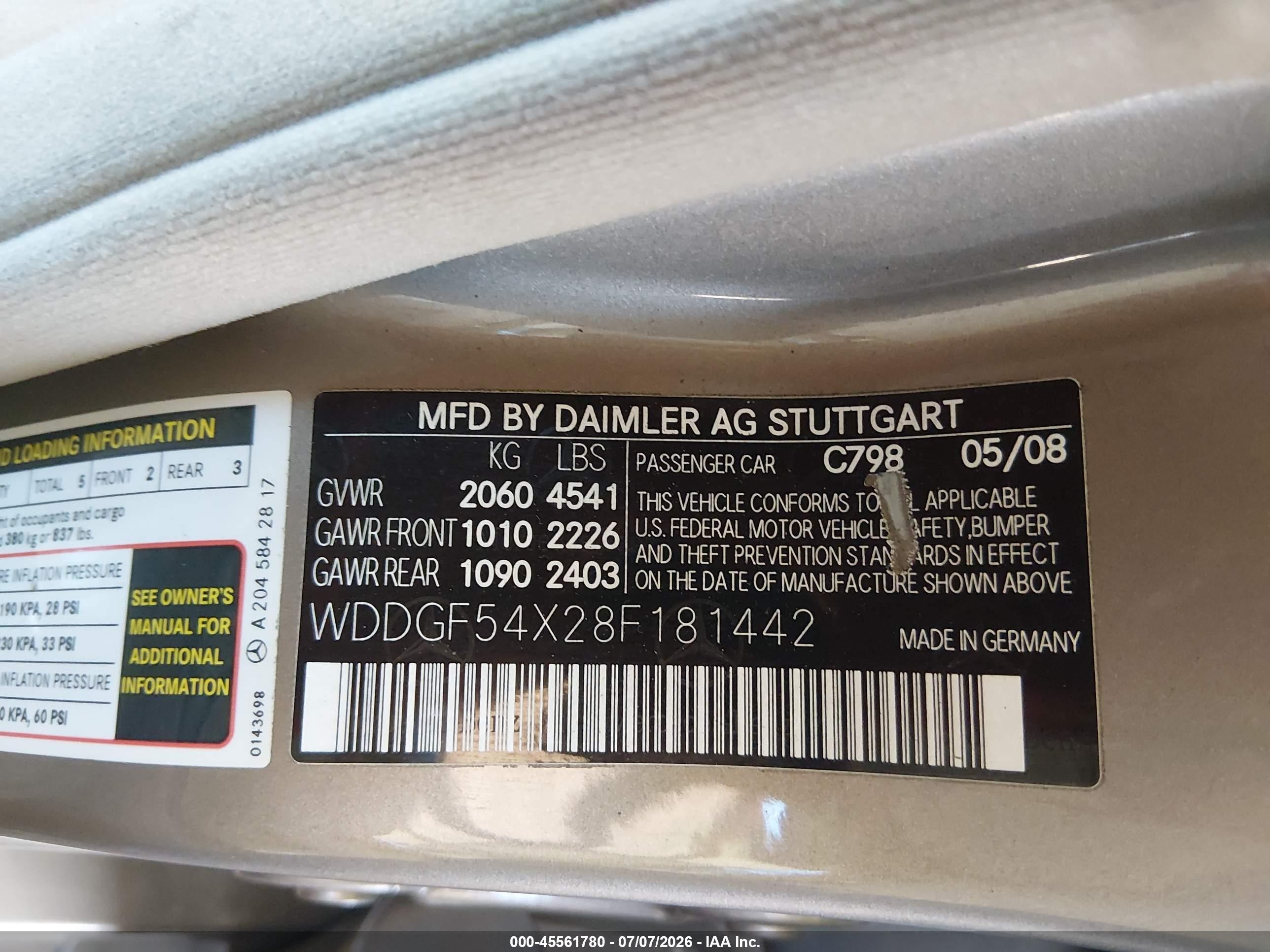 2008 Mercedes-benz C 300 Luxury/sport Champagne vin: WDDGF54X28F181442