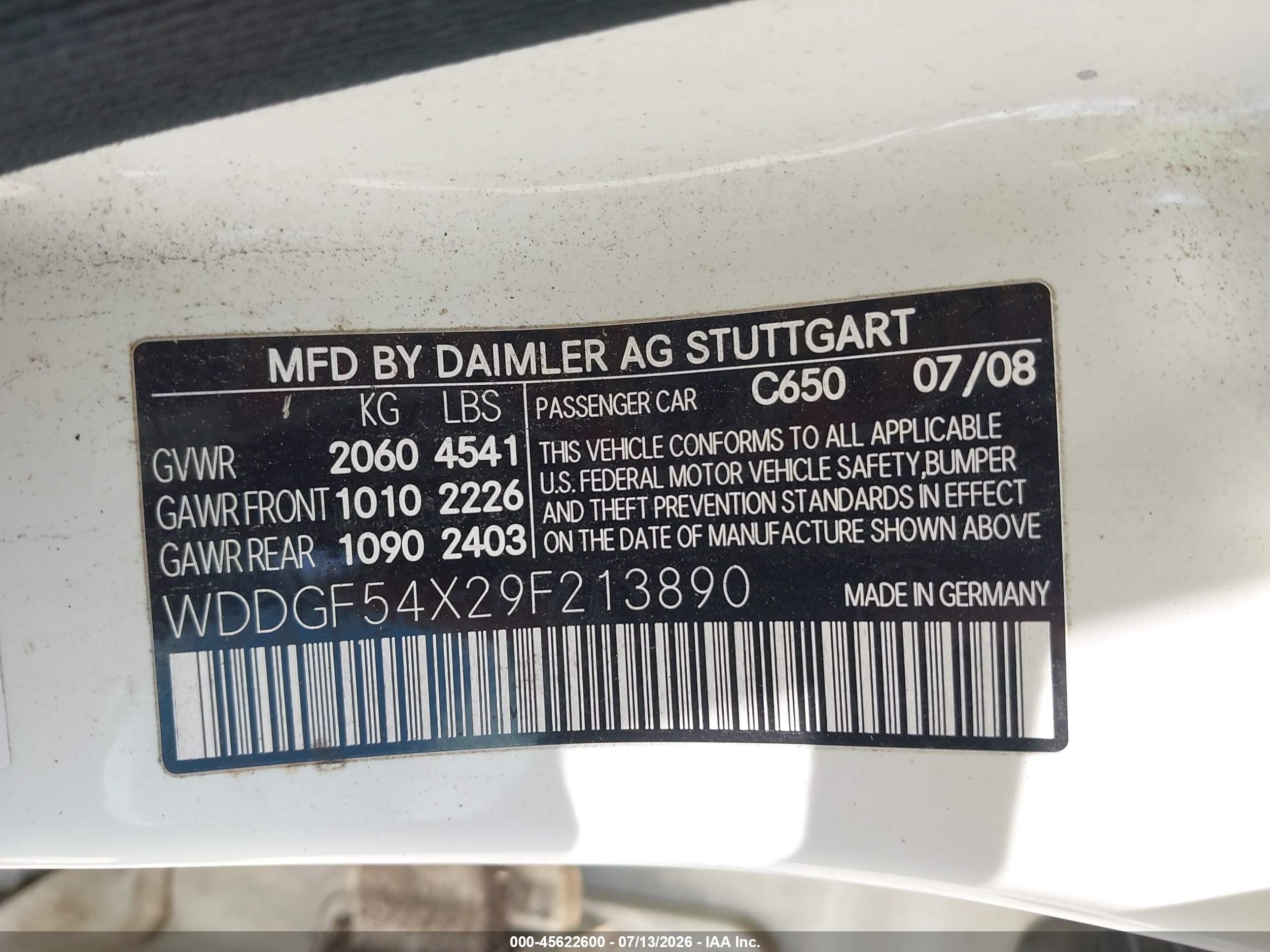 2009 Mercedes-benz C 300 Luxury/sport White vin: WDDGF54X29F213890