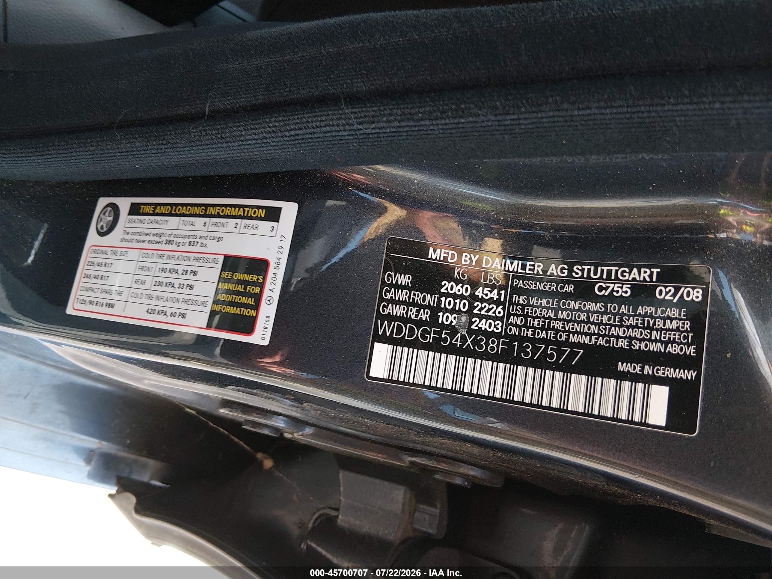 2008 Mercedes-benz C 300 Luxury/sport Gray vin: WDDGF54X38F137577