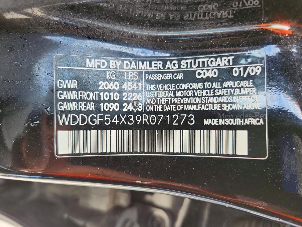 2009 Mercedes-benz C 300 Black vin: WDDGF54X39R071273