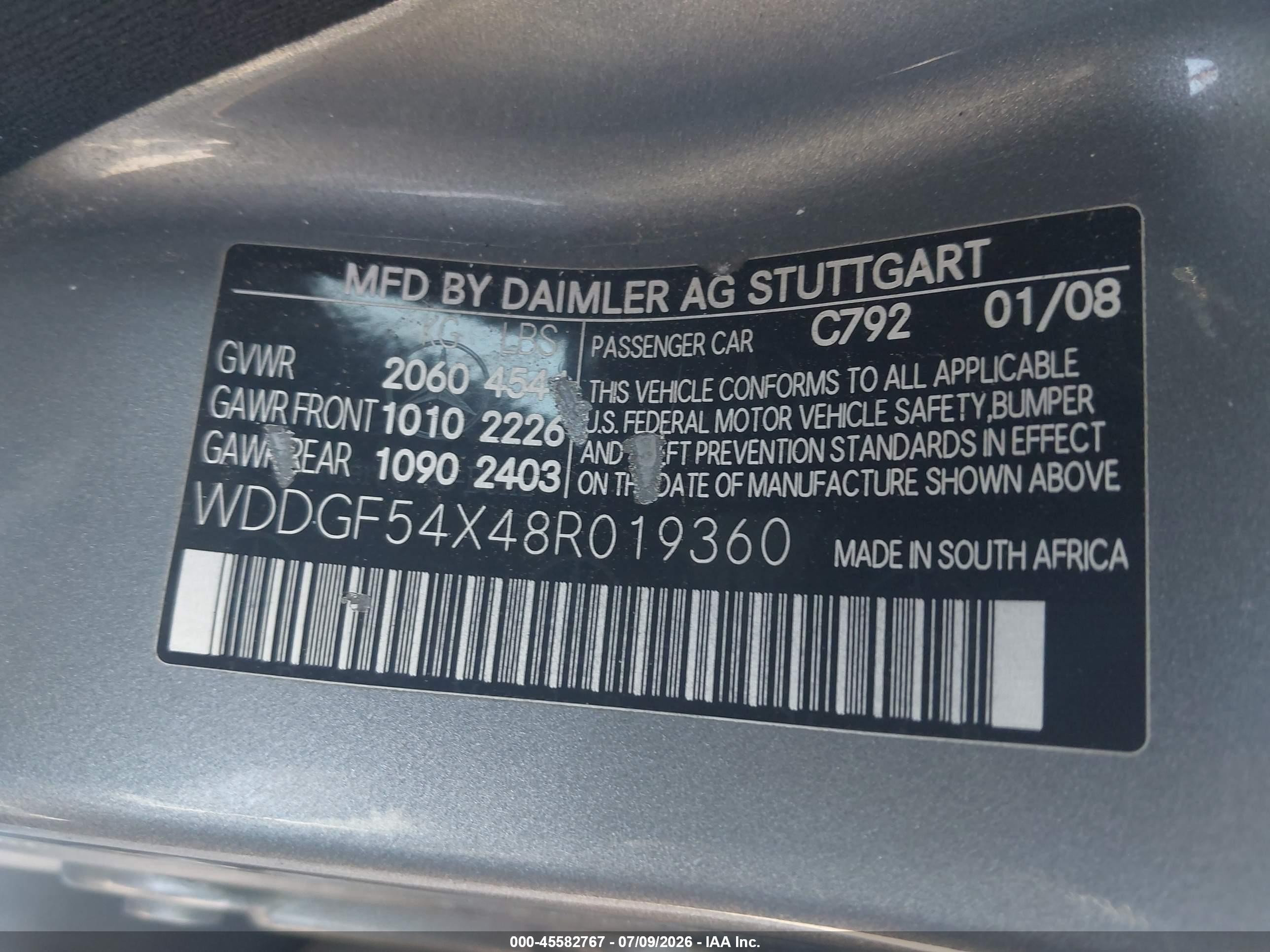 2008 Mercedes-benz C 300 Luxury/sport Silver vin: WDDGF54X48R019360