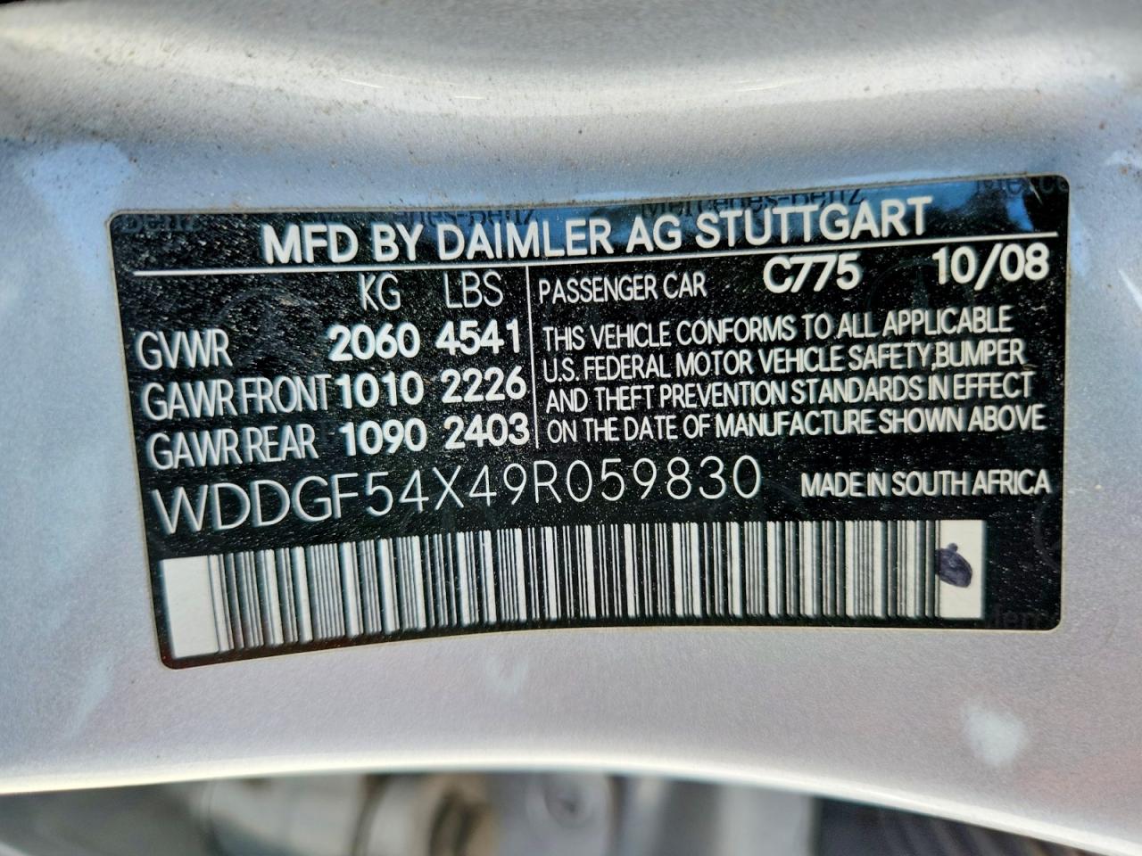 2009 Mercedes-benz C 300 Silver vin: WDDGF54X49R059830