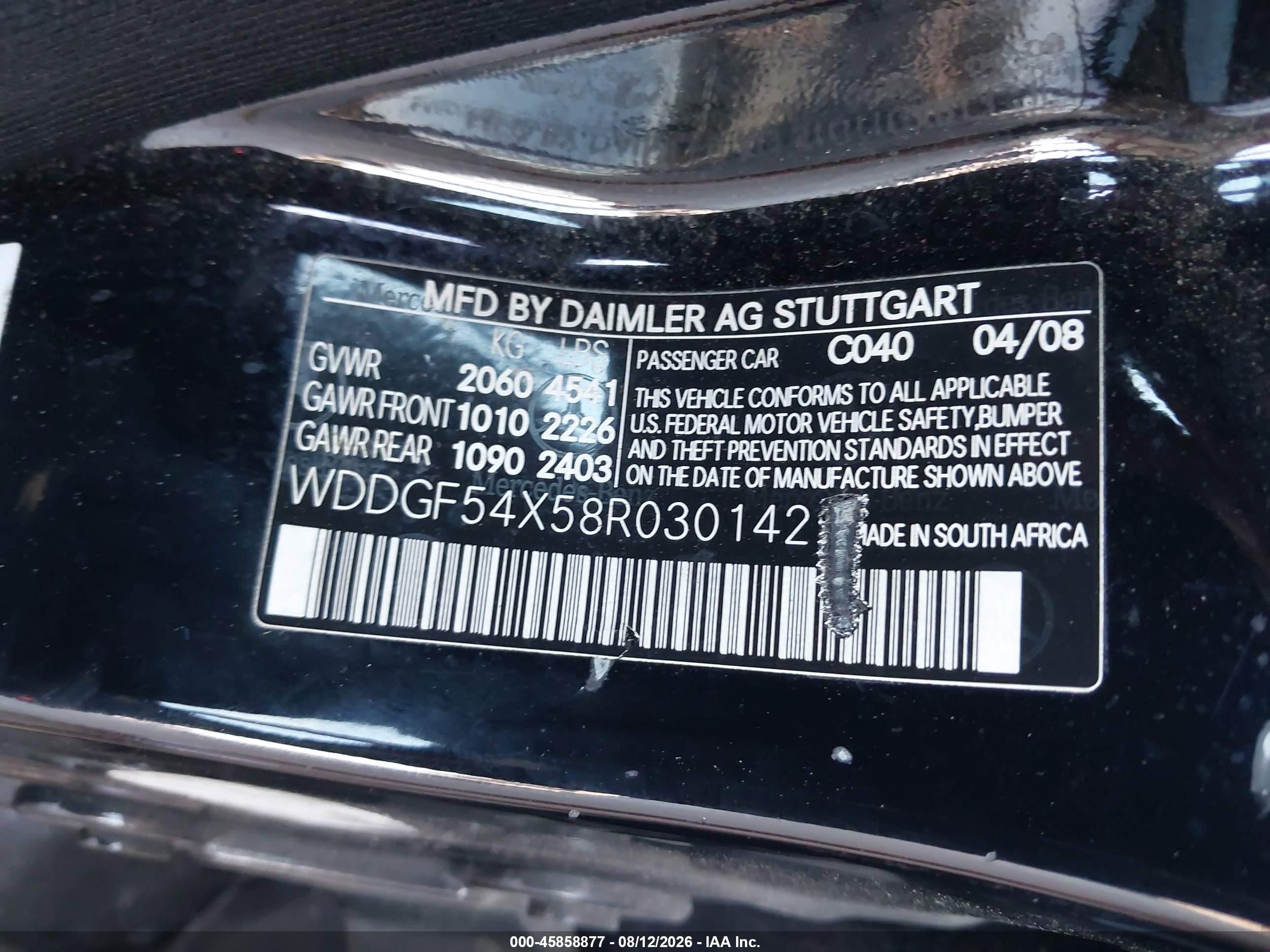 2008 Mercedes-benz C 300 Luxury/sport Black vin: WDDGF54X58R030142