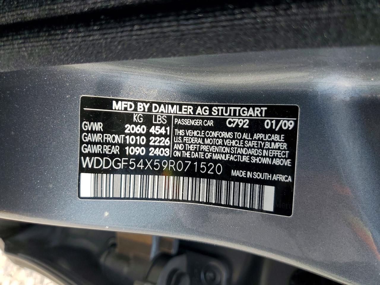 2009 Mercedes-benz C 300 Серый vin: WDDGF54X59R071520