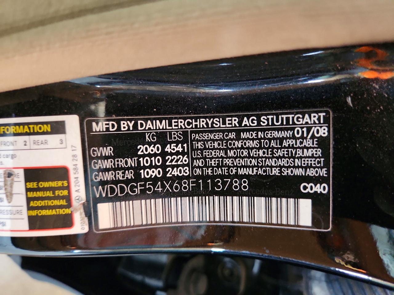 2008 Mercedes-benz C 300 Black vin: WDDGF54X68F113788