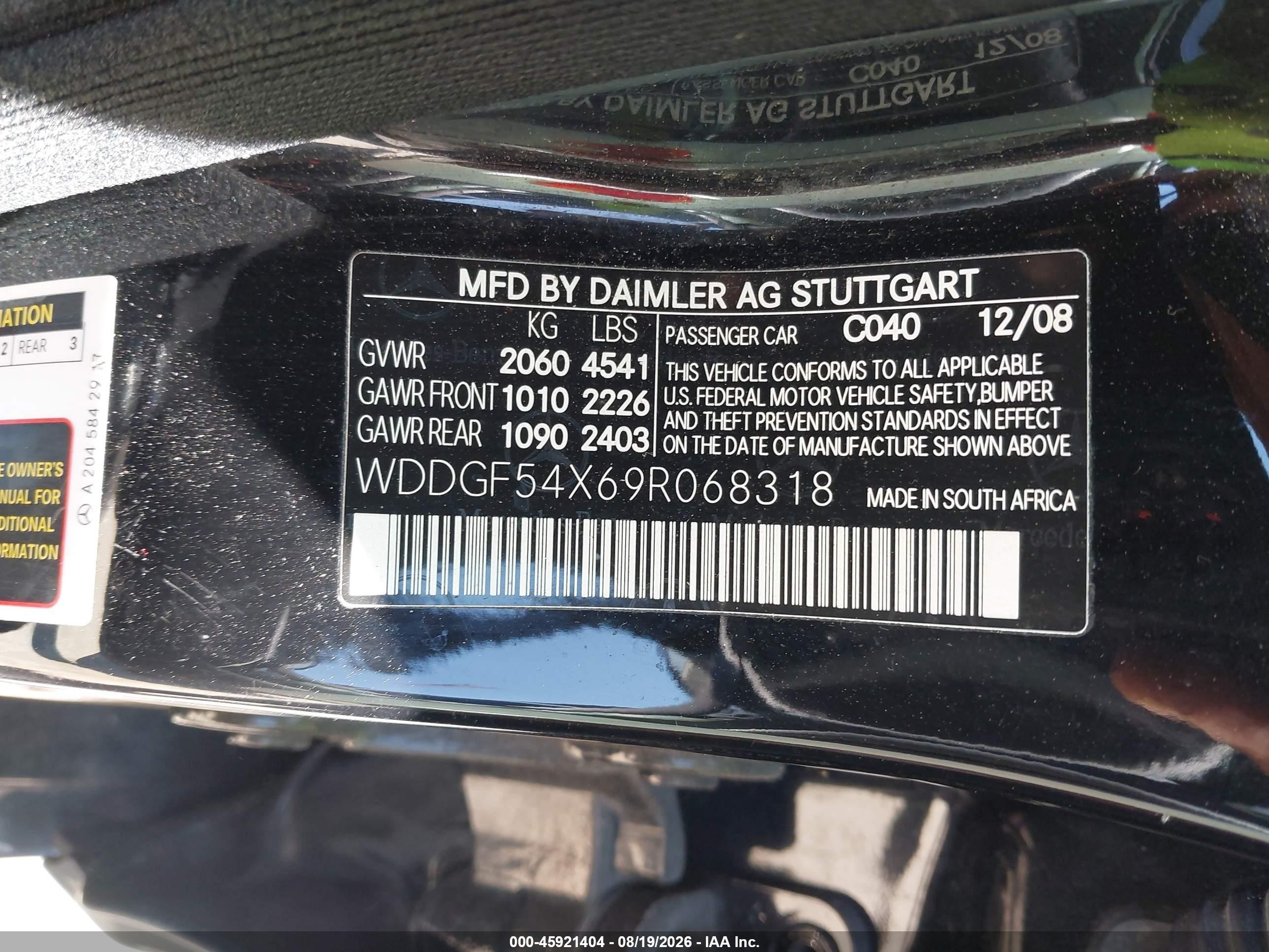 2009 Mercedes-benz C 300 Luxury/sport Black vin: WDDGF54X69R068318