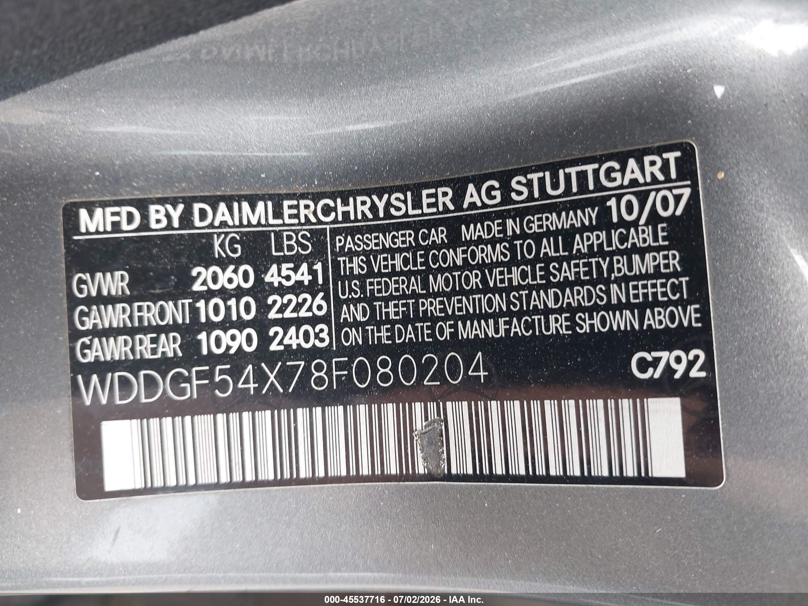 2008 Mercedes-benz C 300 Luxury/sport Silver vin: WDDGF54X78F080204