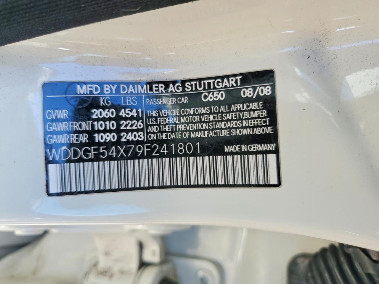 2009 Mercedes-benz C 300 Белый vin: WDDGF54X79F241801