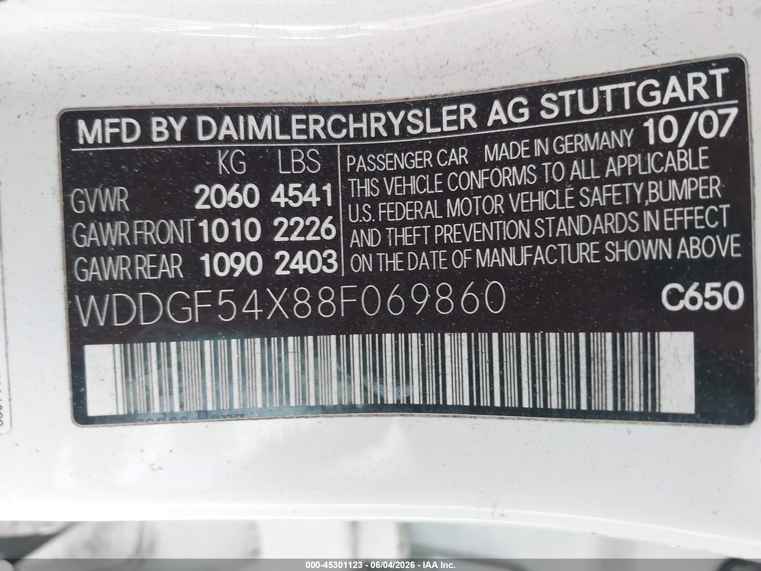 2008 Mercedes-benz C 300 Luxury/sport White vin: WDDGF54X88F069860