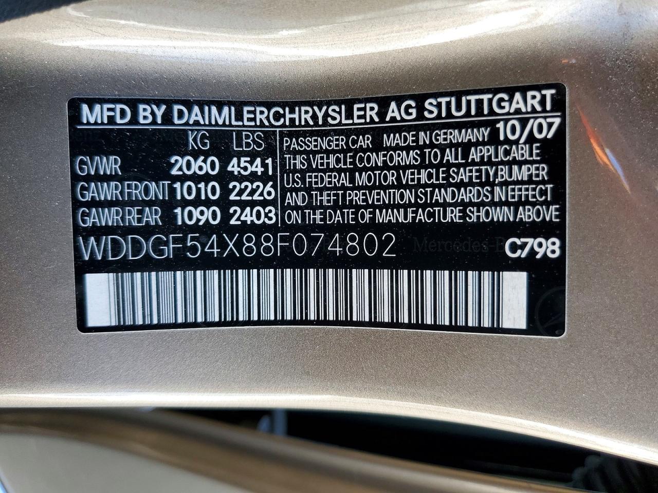 2008 Mercedes-benz C 300 Серый vin: WDDGF54X88F074802