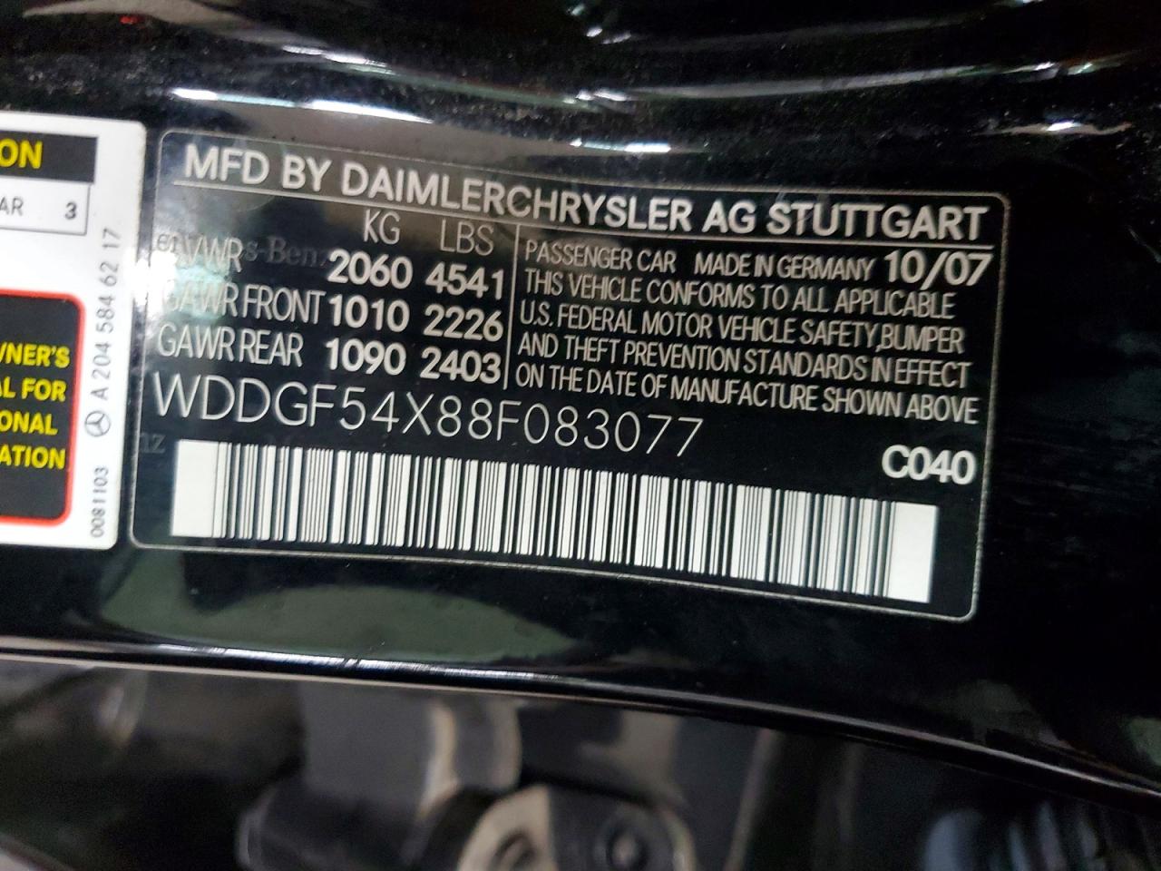 2008 Mercedes-benz C 300 Black vin: WDDGF54X88F083077