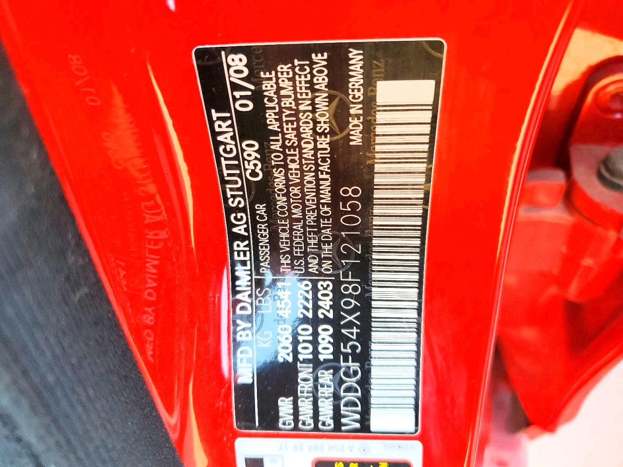 2008 Mercedes-benz C 300 Red vin: WDDGF54X98F121058