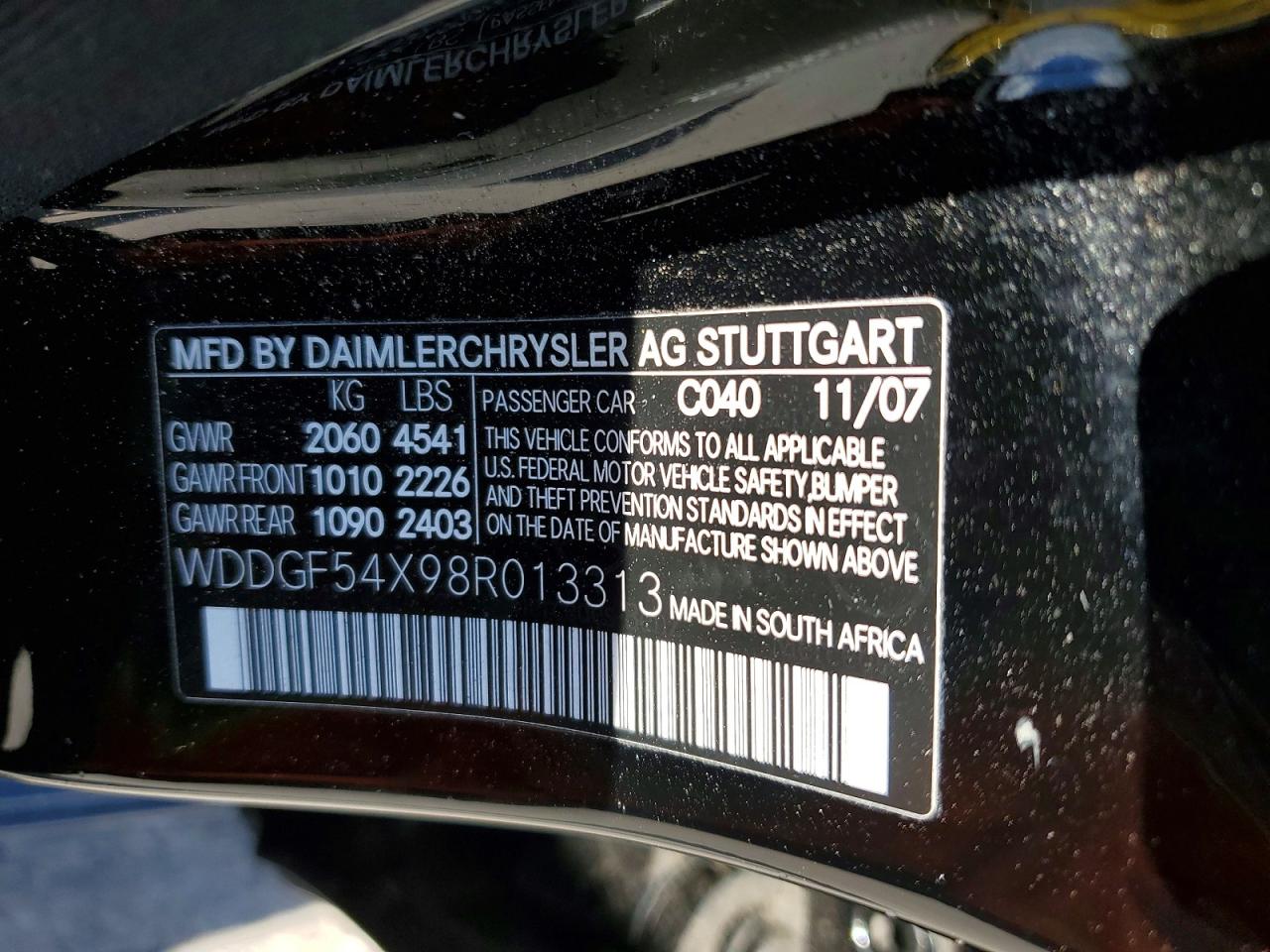 2008 Mercedes-benz C 300 Black vin: WDDGF54X98R013313