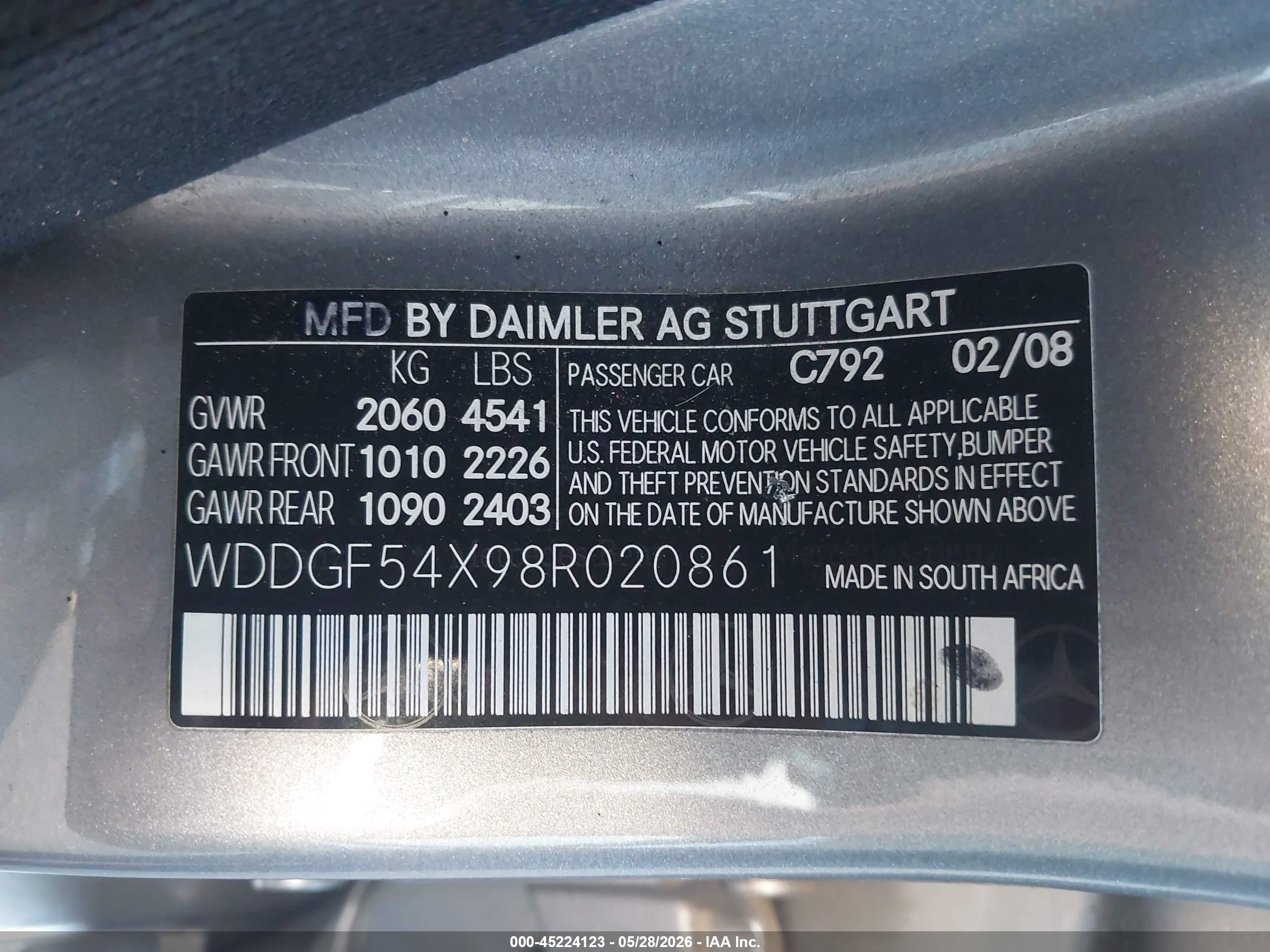 2008 Mercedes-benz C 300 Sport Silver vin: WDDGF54X98R020861