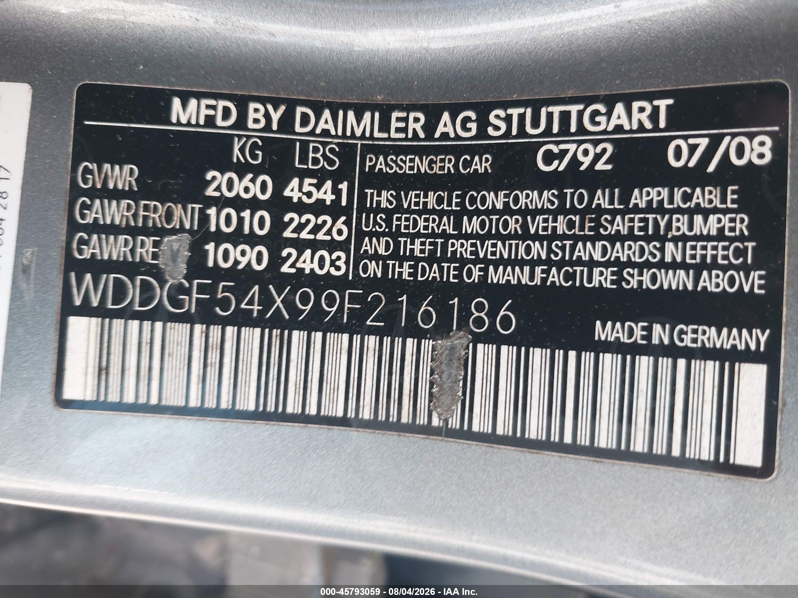 2009 Mercedes-benz C 300 Luxury/sport Silver vin: WDDGF54X99F216186