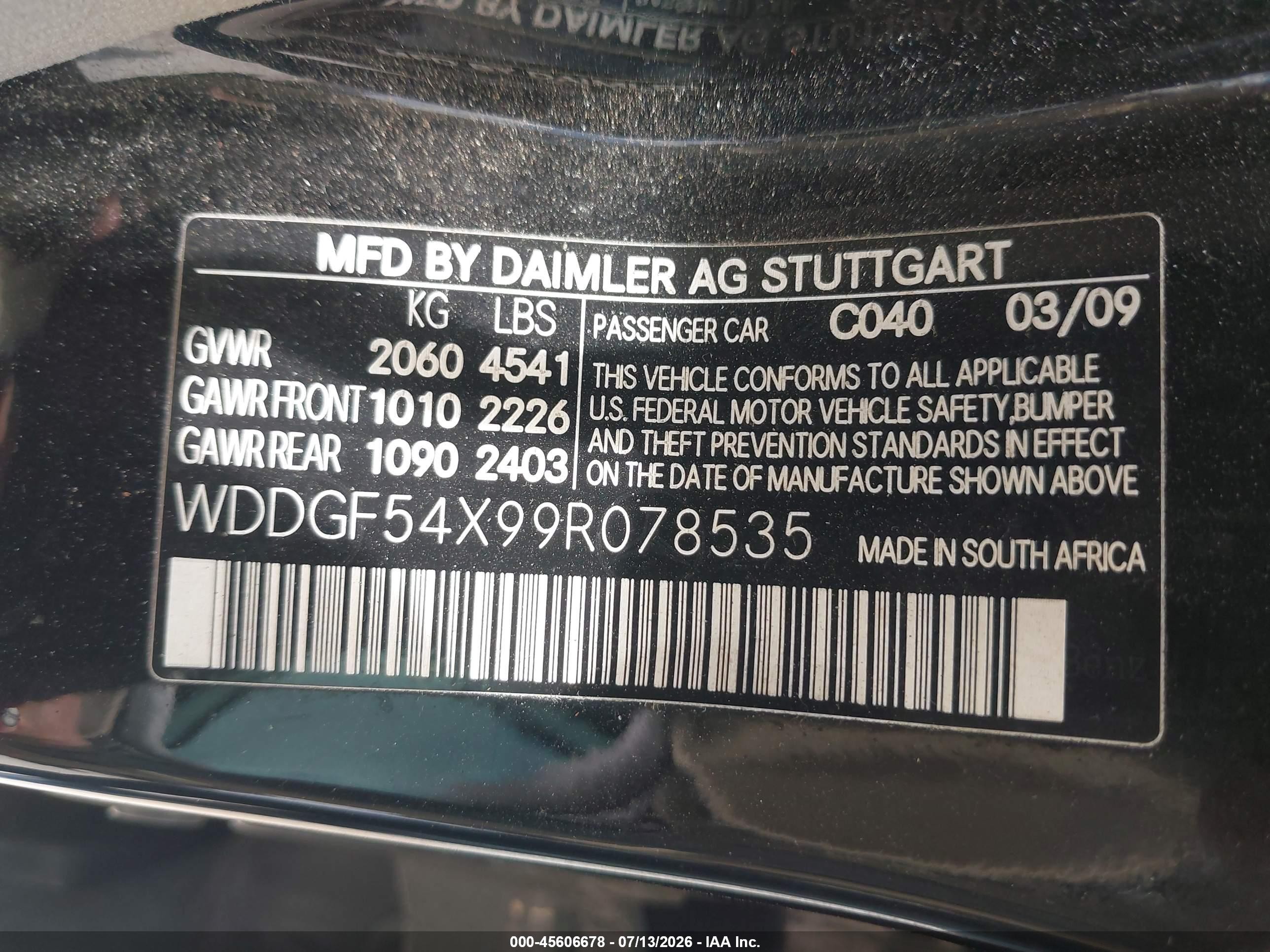 2009 Mercedes-benz C 300 Sport Black vin: WDDGF54X99R078535