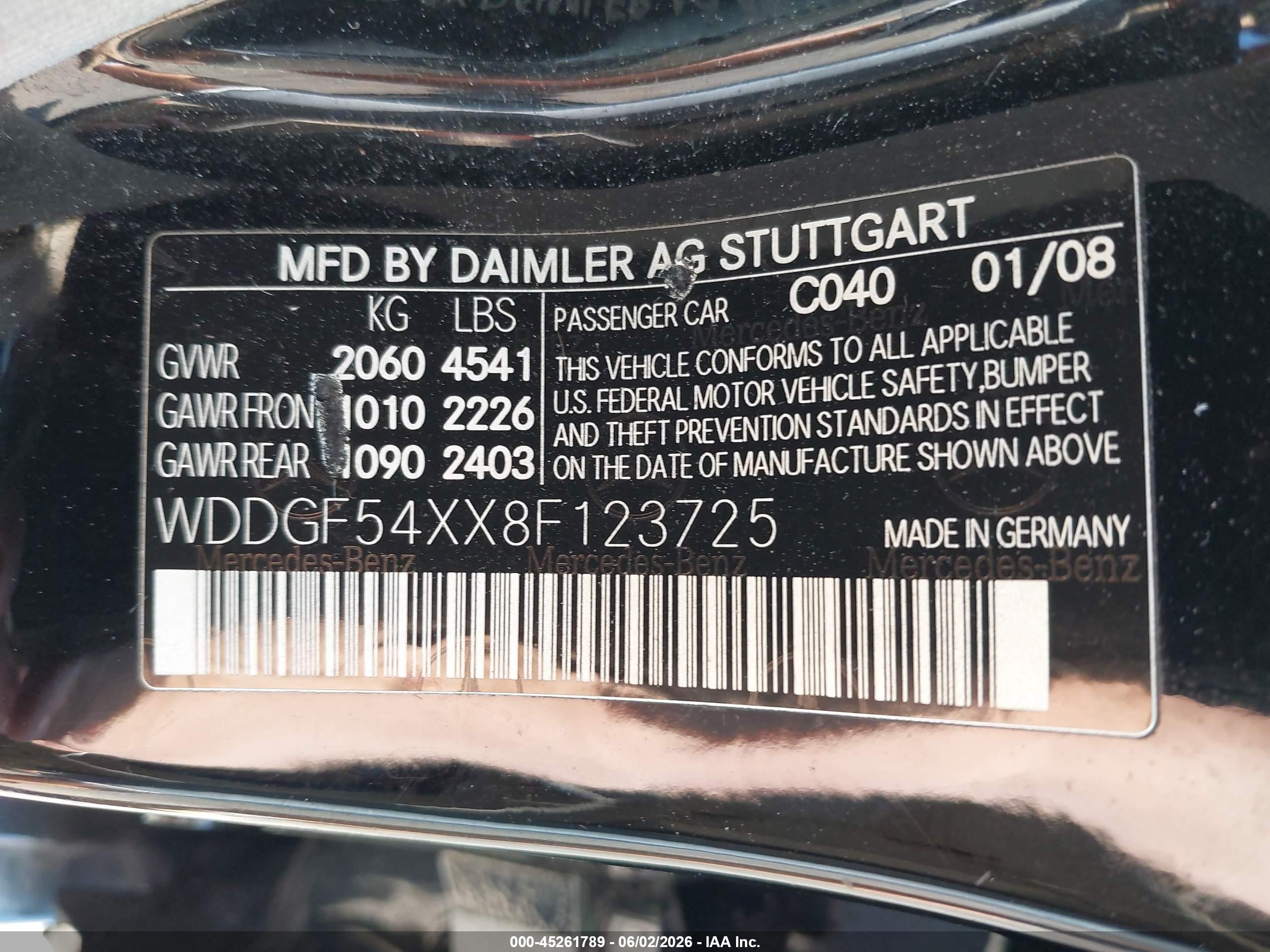 2008 Mercedes-benz C 300 Luxury/sport Черный vin: WDDGF54XX8F123725