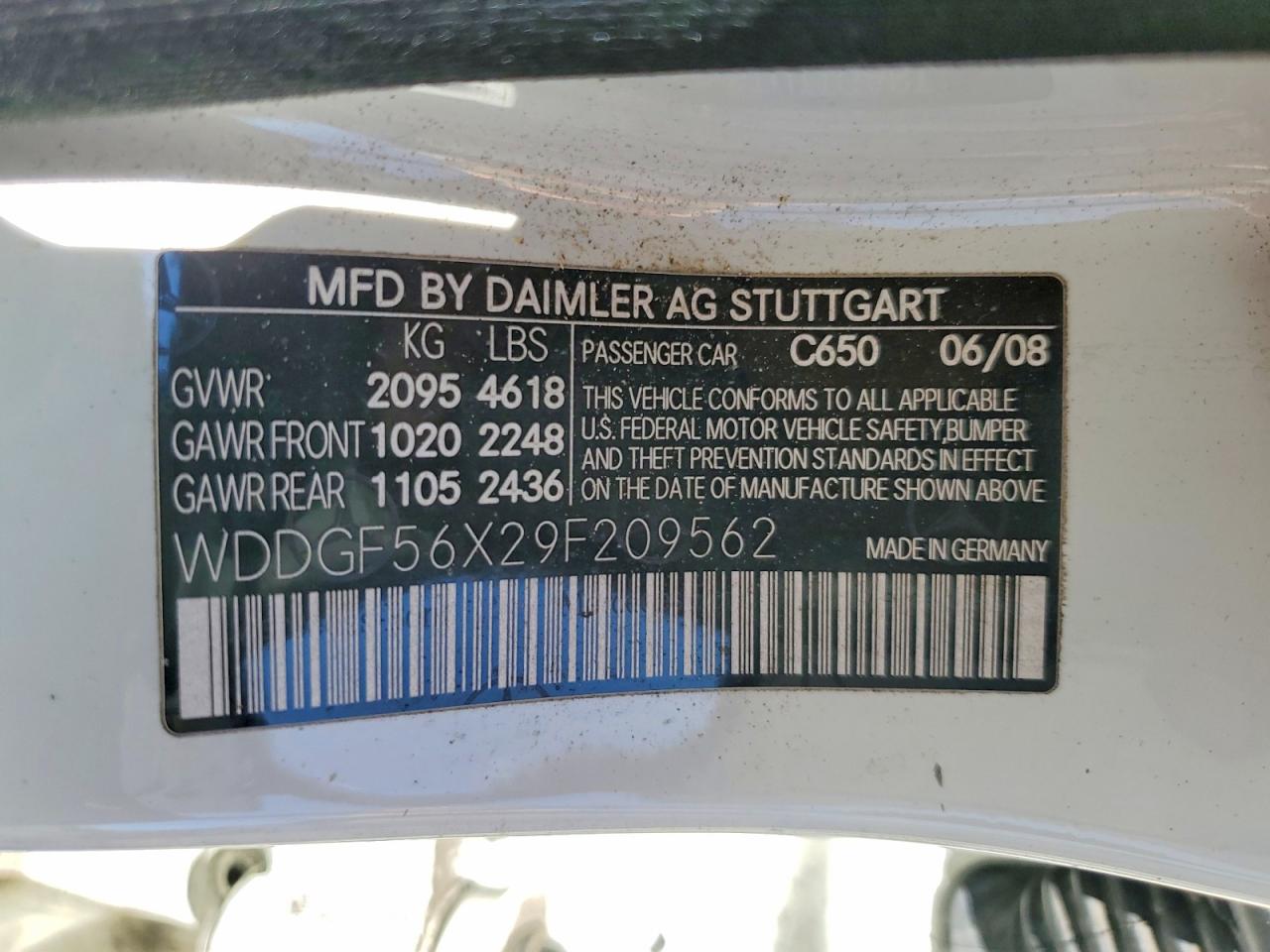 2009 Mercedes-benz C 350 White vin: WDDGF56X29F209562