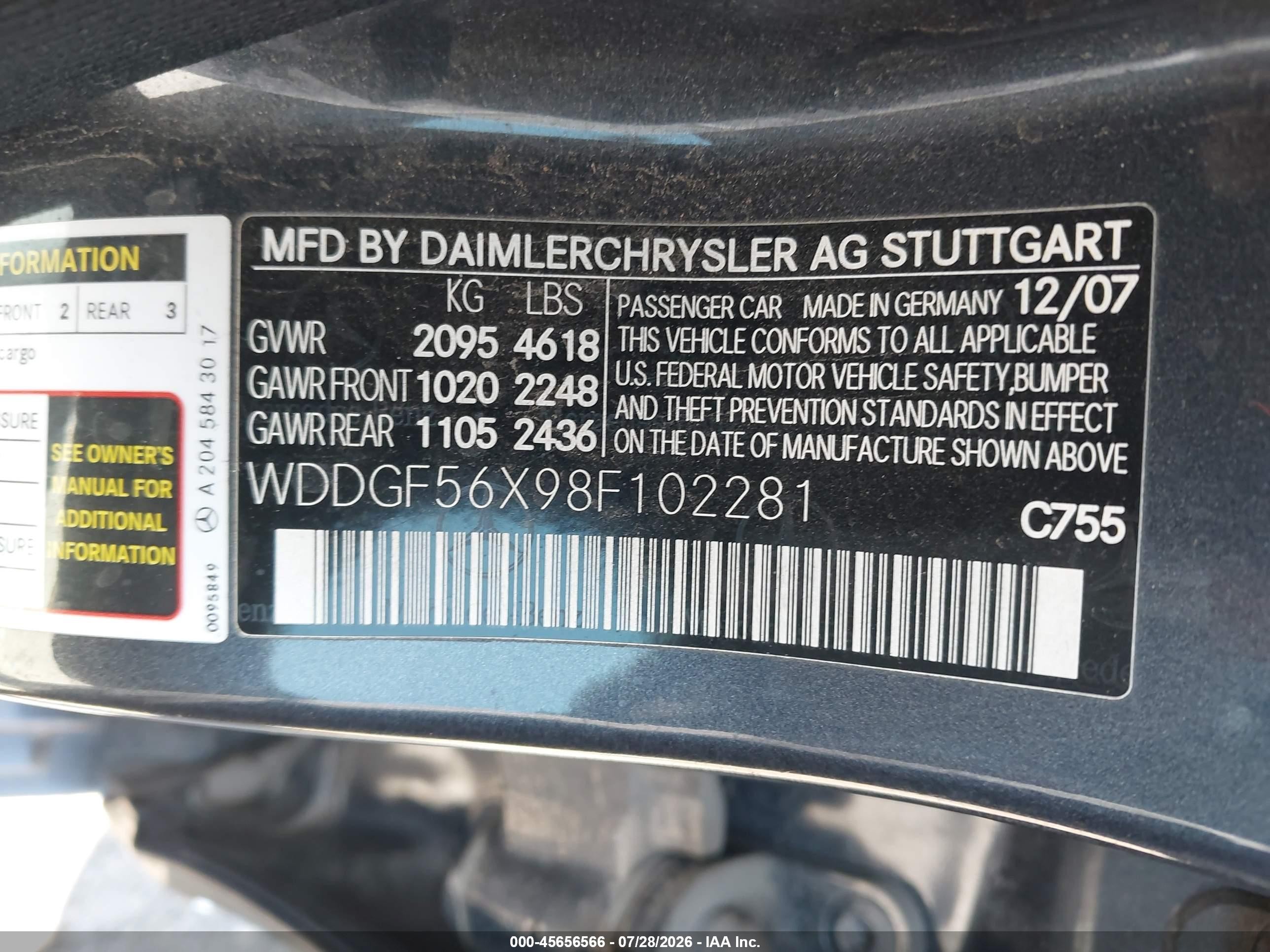 2008 Mercedes-benz C 350 Sport Gray vin: WDDGF56X98F102281