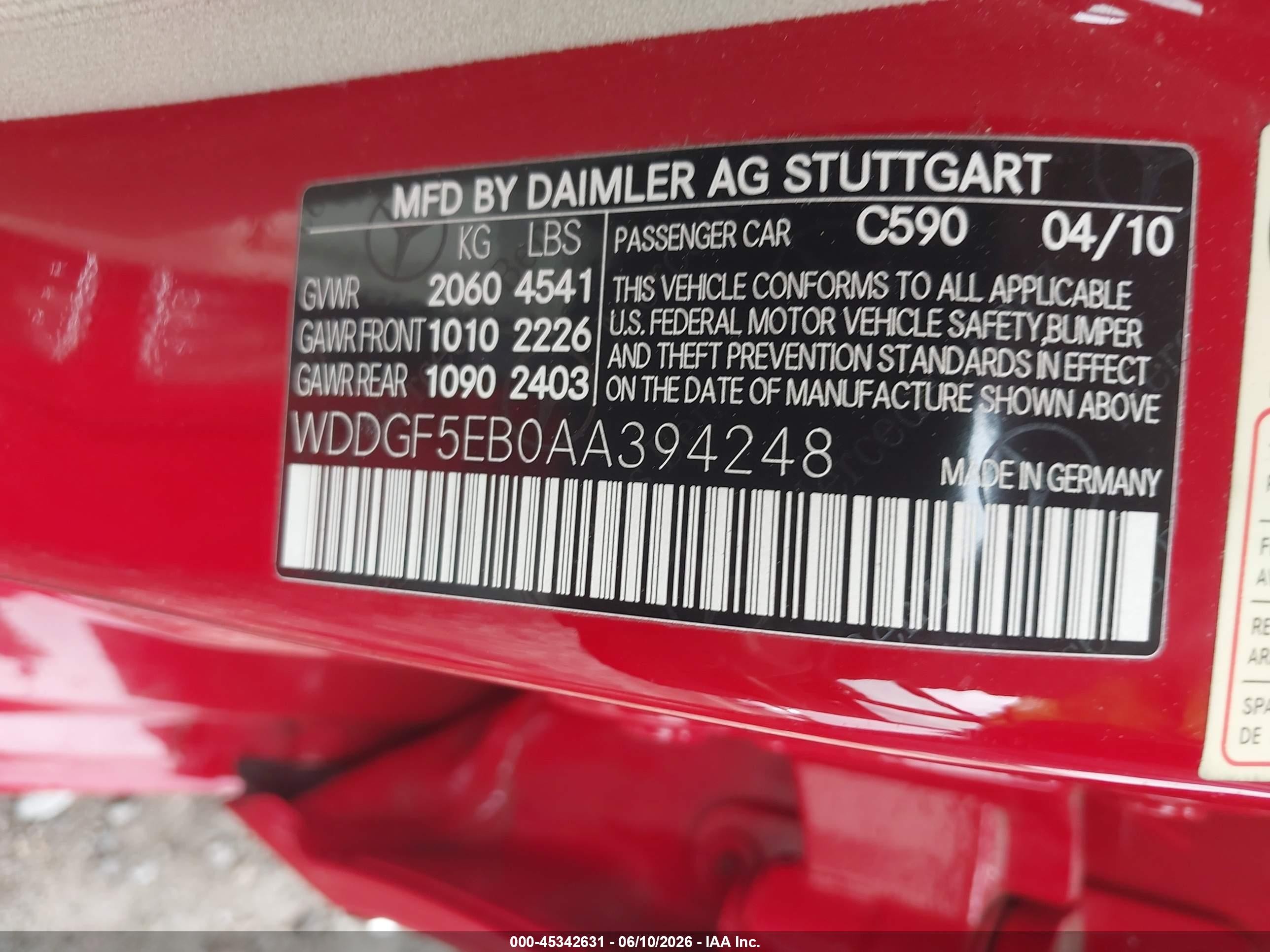 2010 Mercedes-benz C 300 Luxury/sport Red vin: WDDGF5EB0AA394248