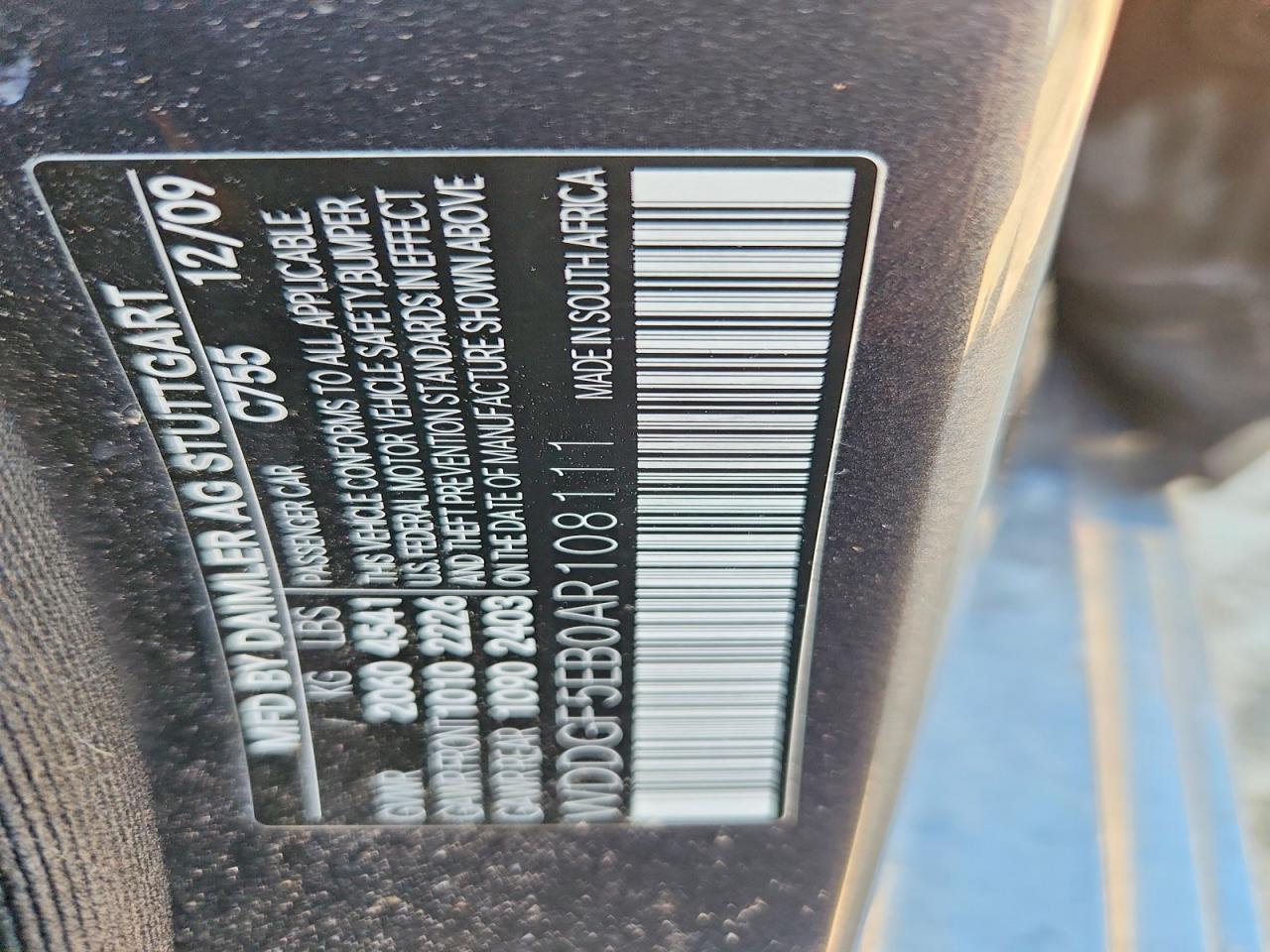 2010 Mercedes-benz C 300 Charcoal vin: WDDGF5EB0AR108111