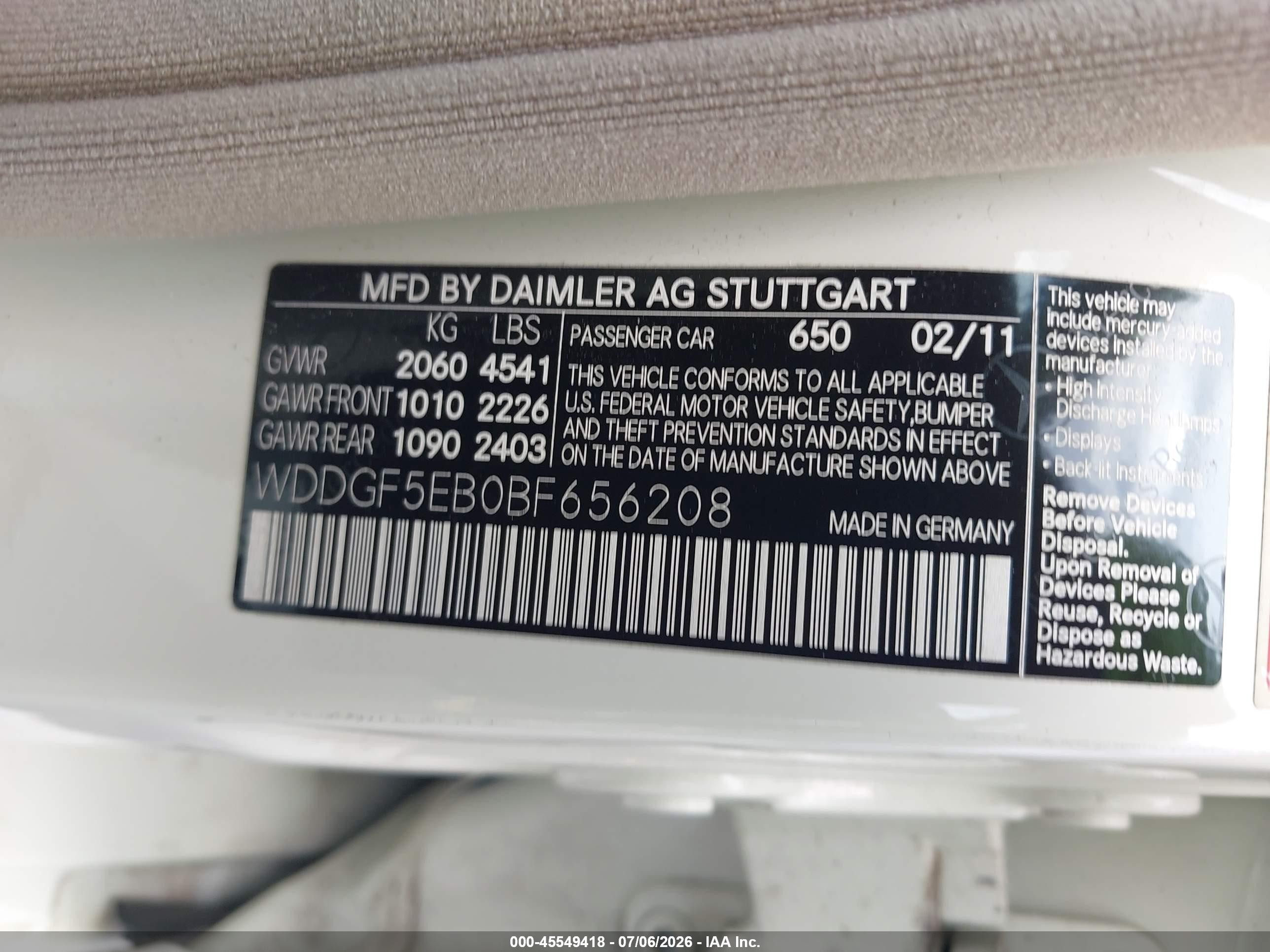 2011 Mercedes-benz C 300 Luxury/sport White vin: WDDGF5EB0BF656208