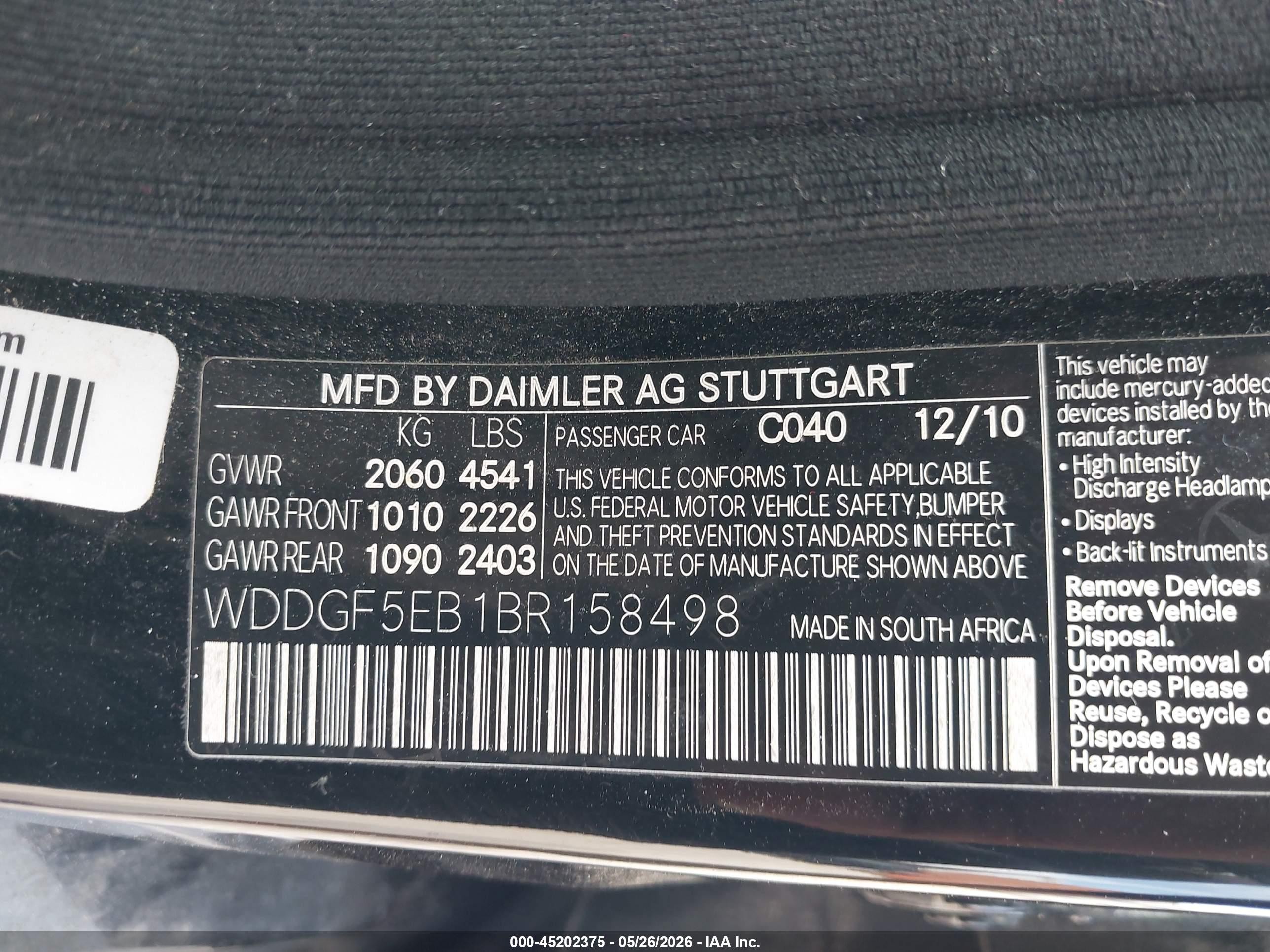 2011 Mercedes-benz C 300 Luxury/sport Black vin: WDDGF5EB1BR158498