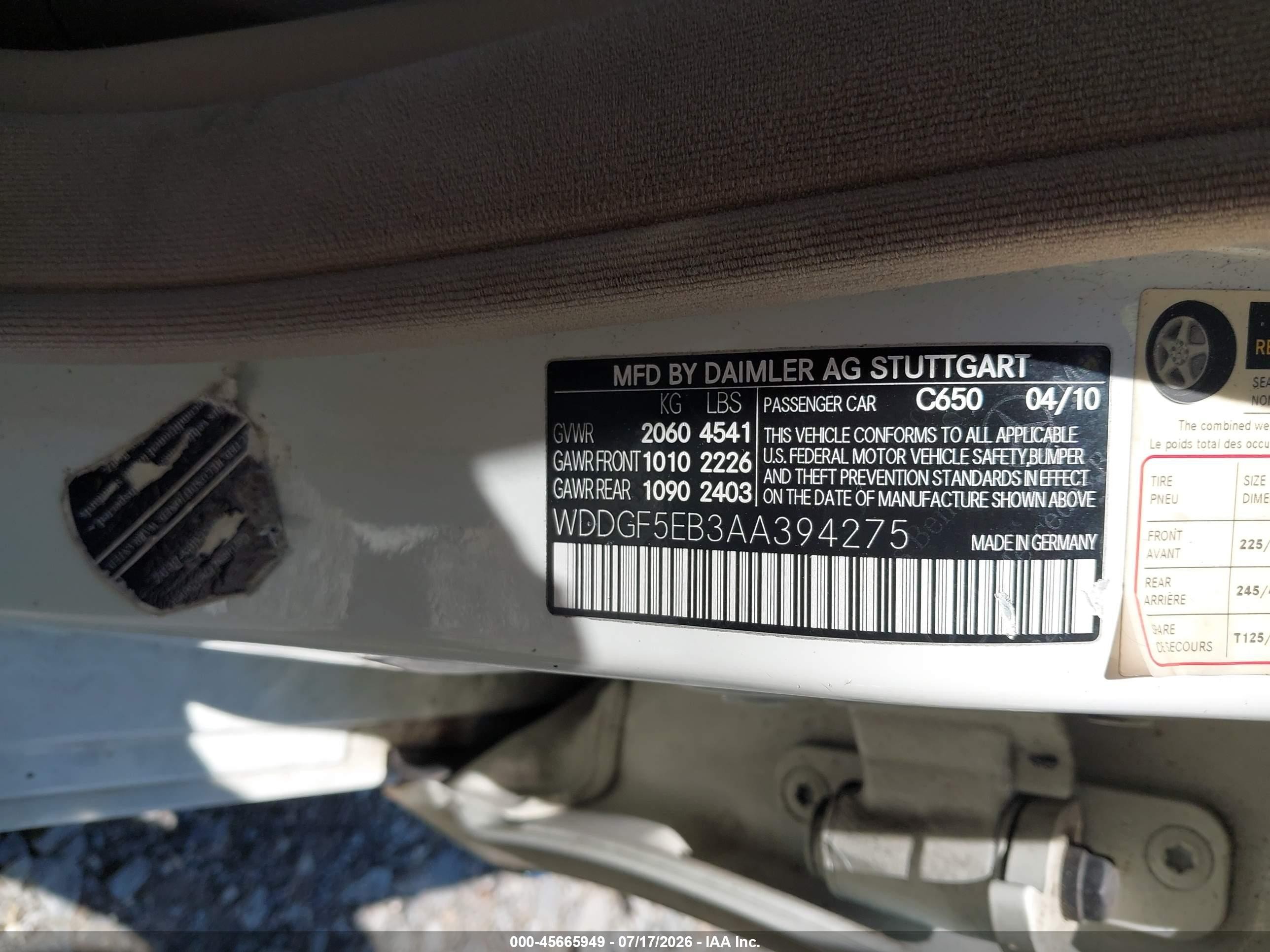2010 Mercedes-benz C 300 Sport Белый vin: WDDGF5EB3AA394275