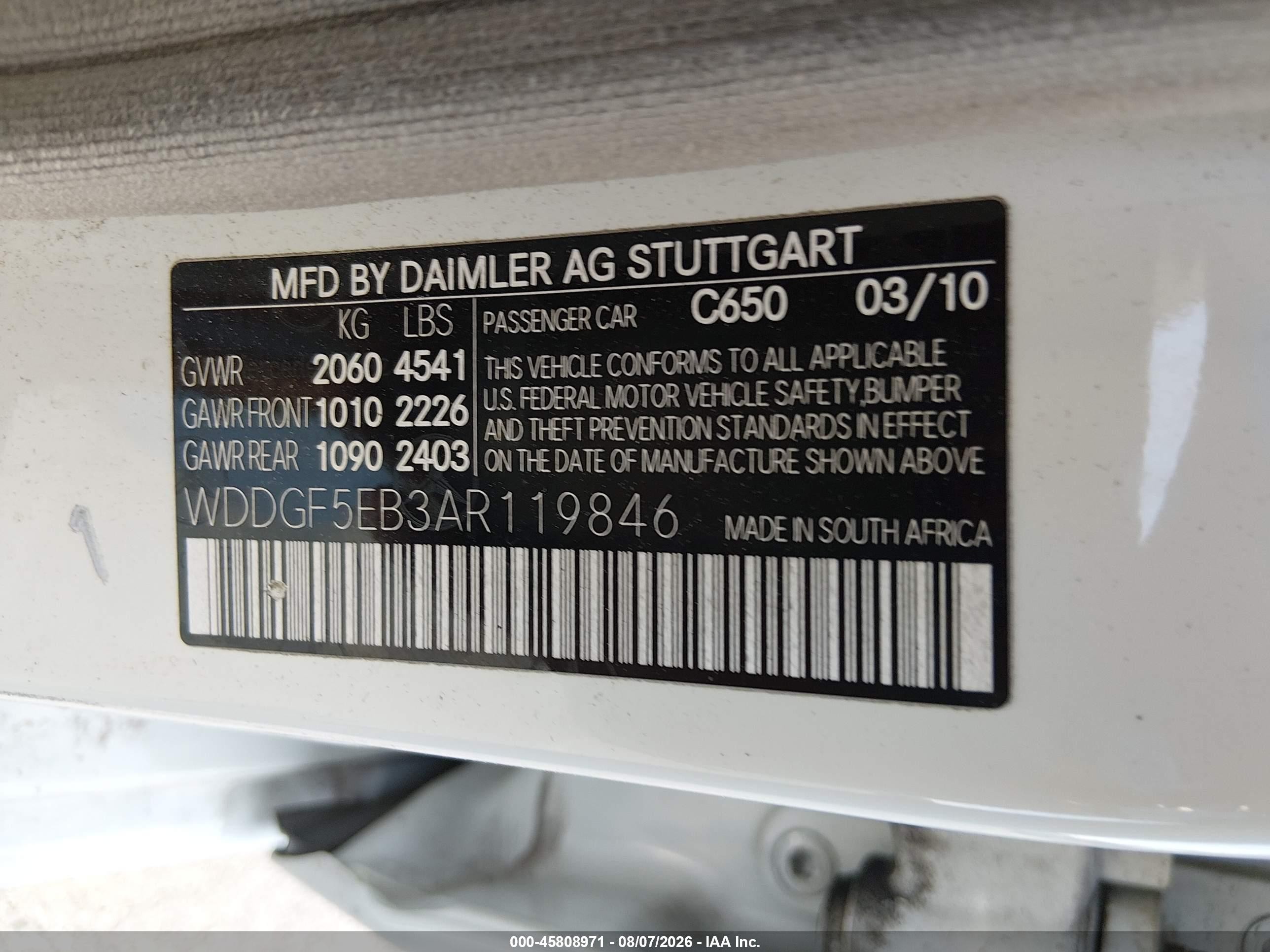 2010 Mercedes-benz C 300 Luxury/sport White vin: WDDGF5EB3AR119846