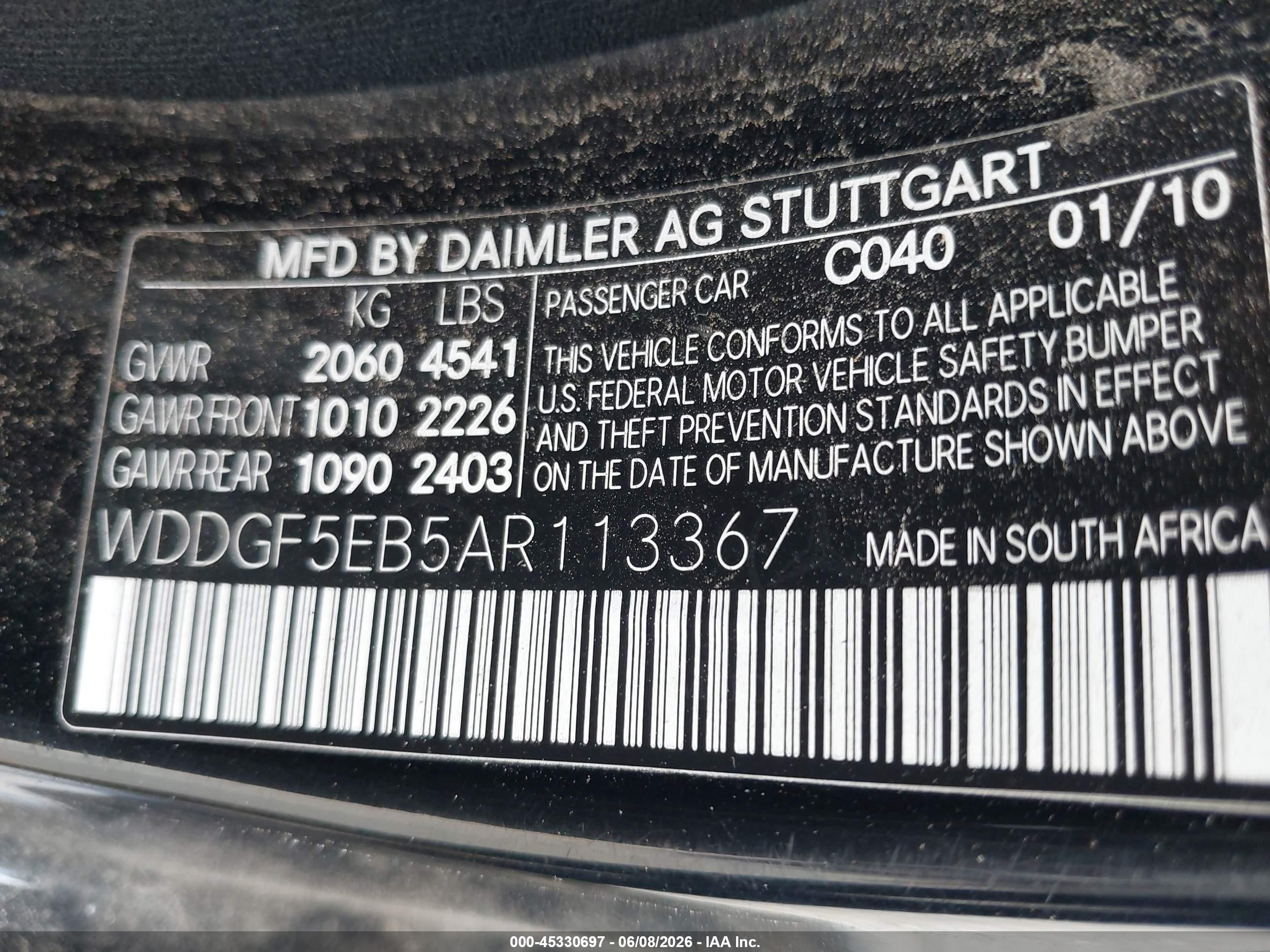 2010 Mercedes-benz C 300 Sport Black vin: WDDGF5EB5AR113367