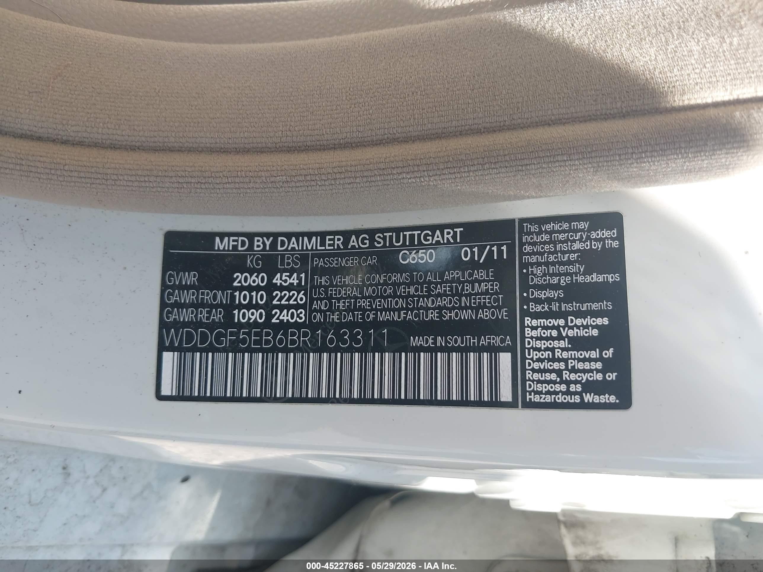 2011 Mercedes-benz C 300 Luxury/sport White vin: WDDGF5EB6BR163311